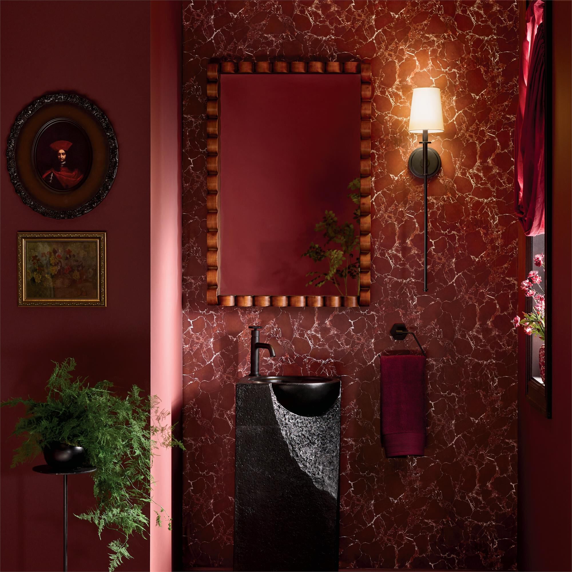 Shown in Black finish and Fabric shade