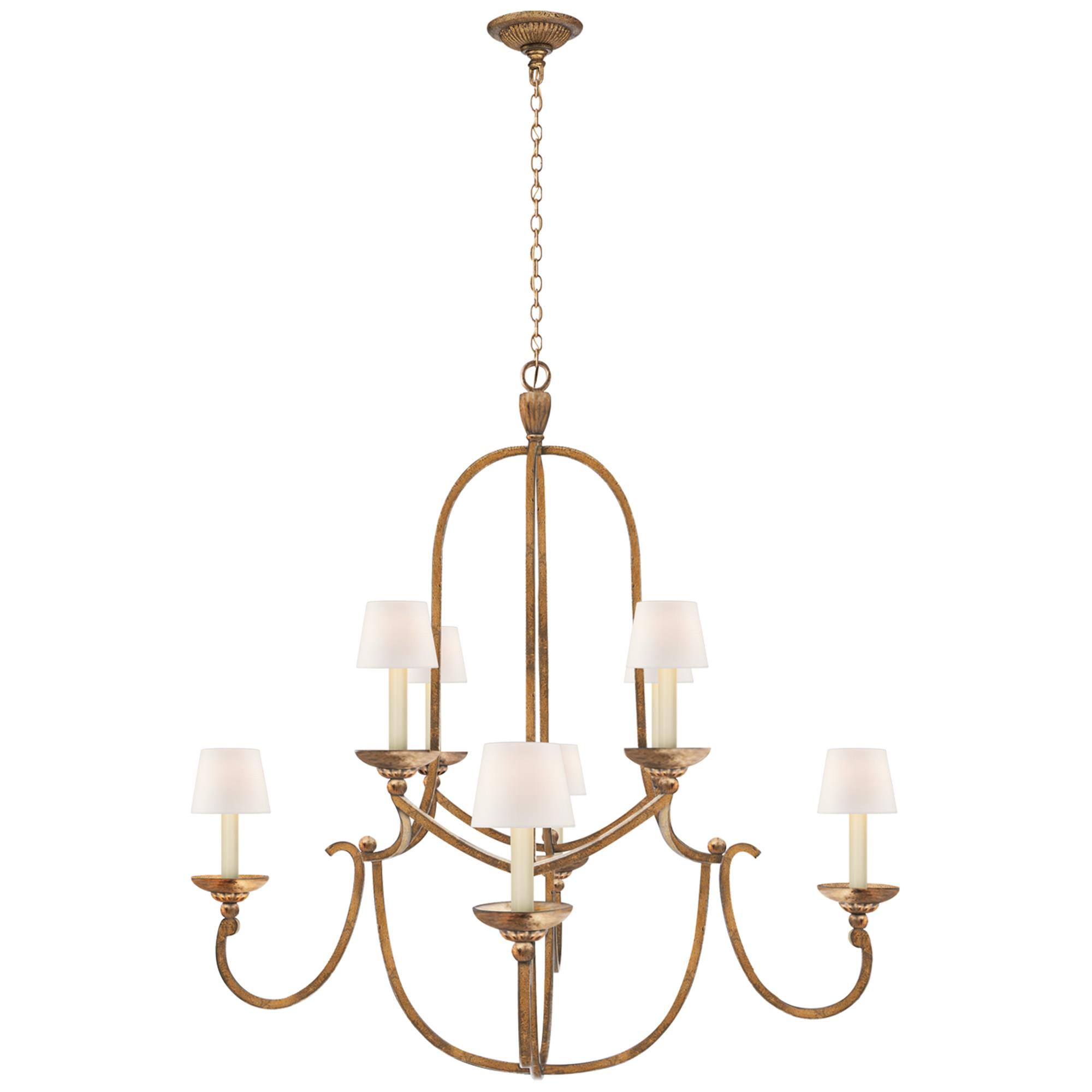 Shown in Gilded Iron finish and Linen shade