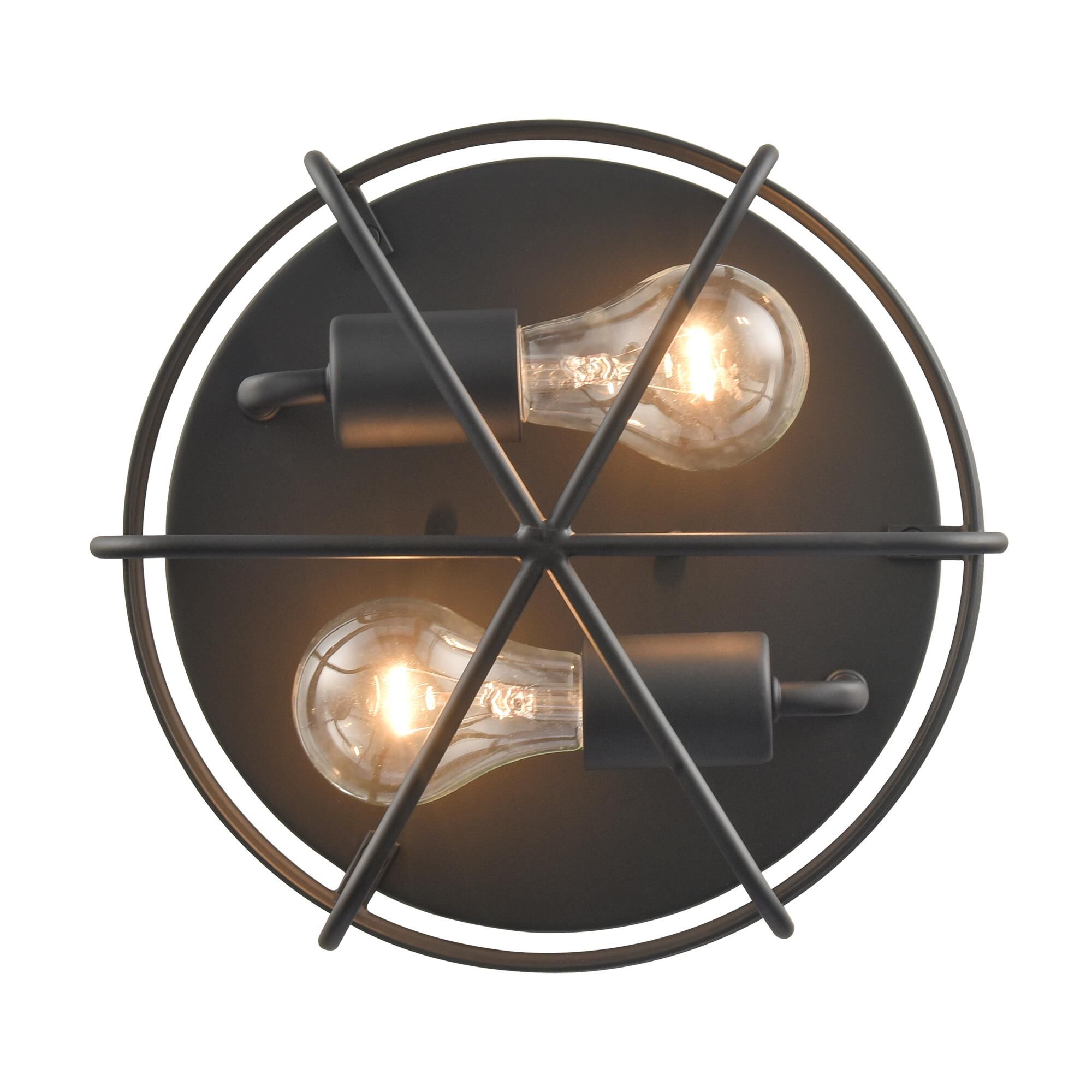 Shown in Matte Black finish and Matte Black Cage Shade glass and Matte Black Cage shade