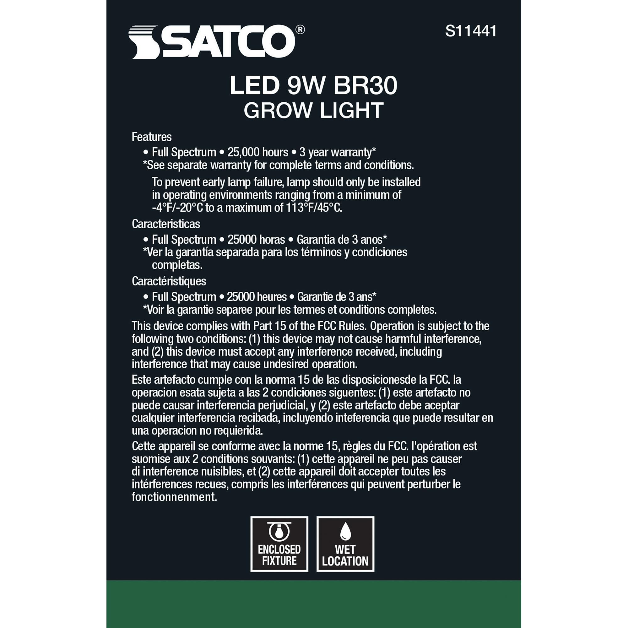 9 Watt 3500K BR30 LED Light Bulb by Satco