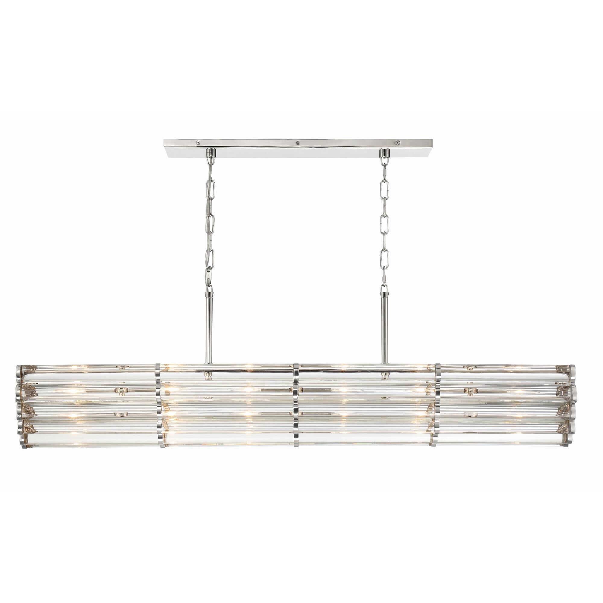 Shown in Polished Nickel finish and Clear Glass crystal