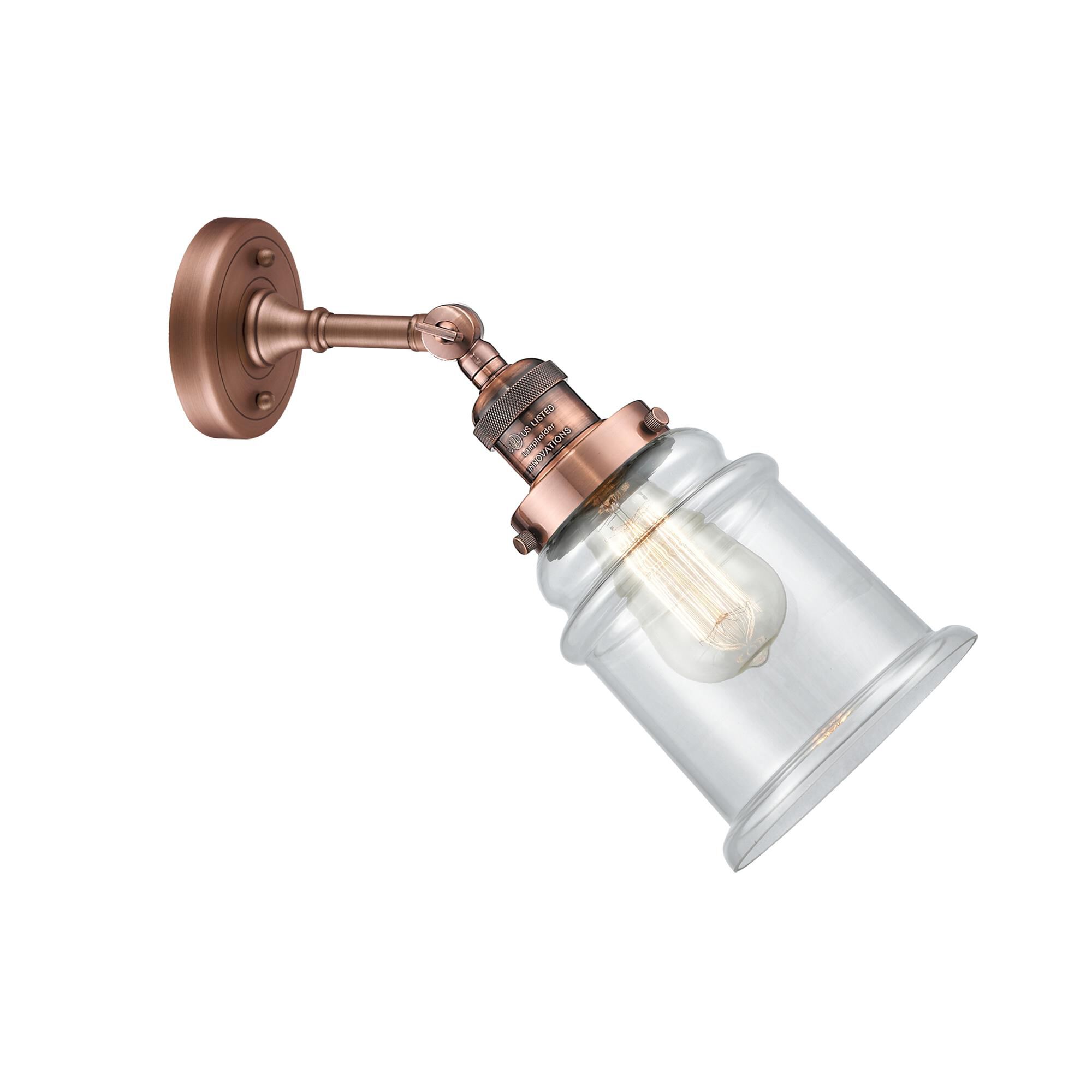Shown in Antique Copper finish and Clear glass and None accent