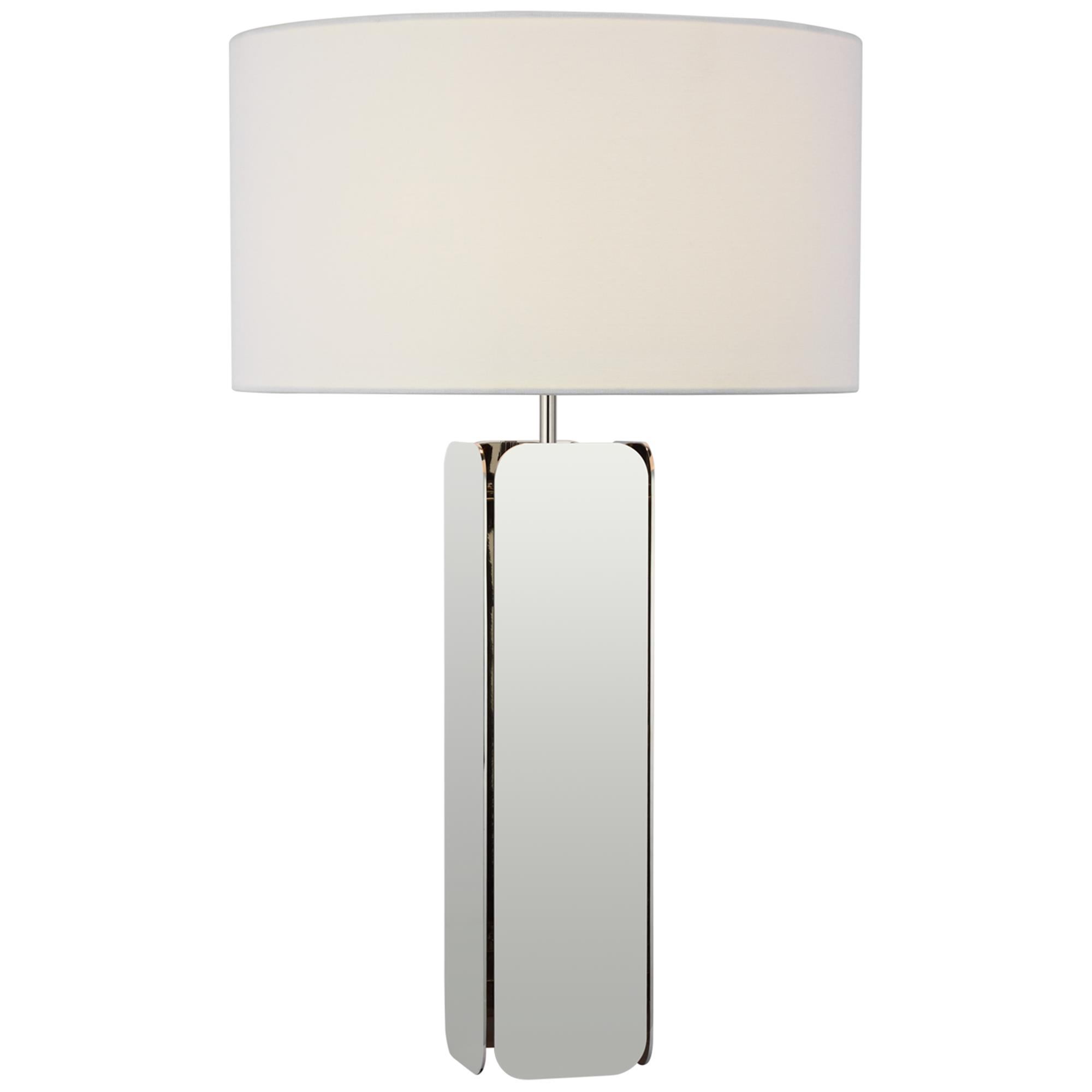 Shown in Polished Nickel finish and Linen shade