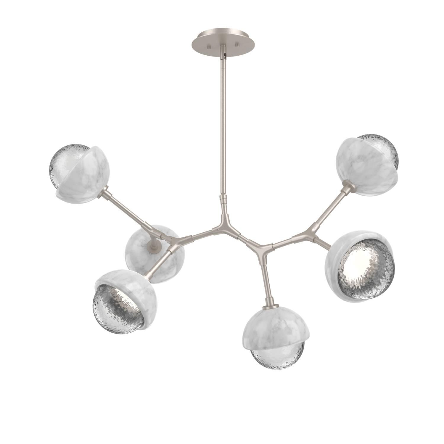 Shown in Beige Silver finish and Clear glass and White Marble accent