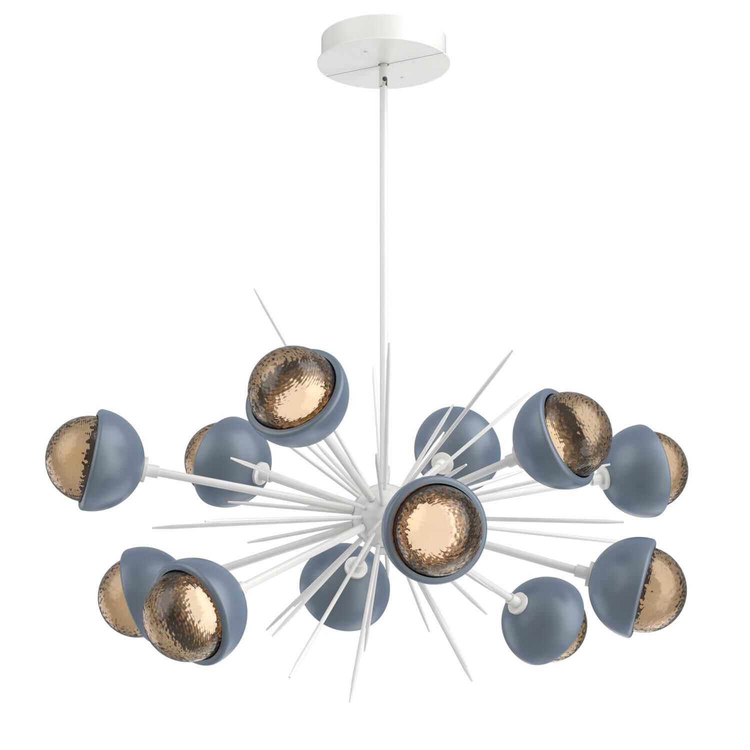 Shown in Salt White finish and Bronze glass and Poppy Blue accent