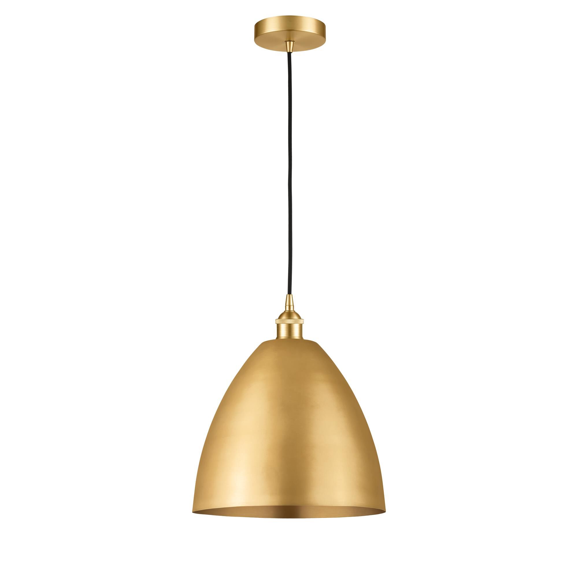 Shown in Satin Gold finish and Matte Black Edison Dome shade