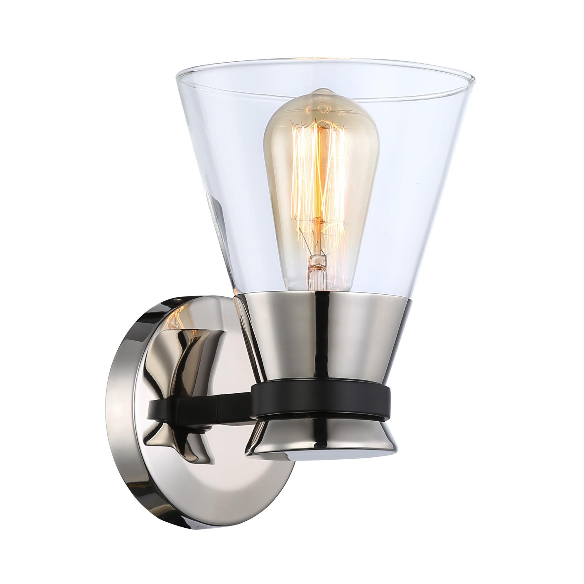 Shown in Black & Brushed Nickel finish and Glass shade