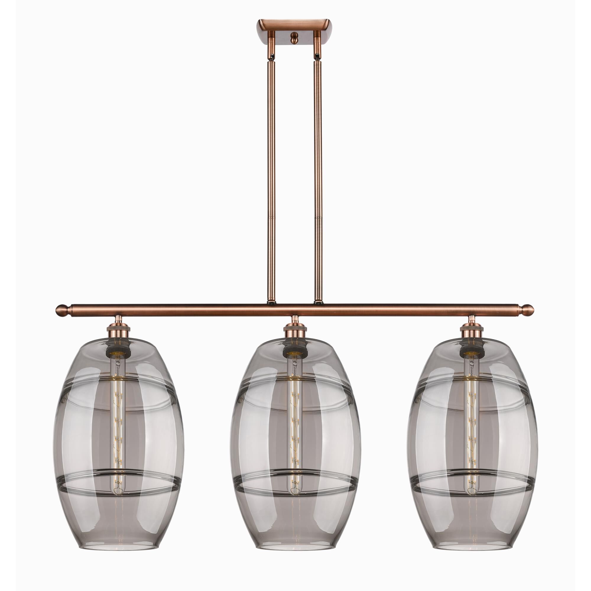 Shown in Antique Copper finish and Light Smoke glass