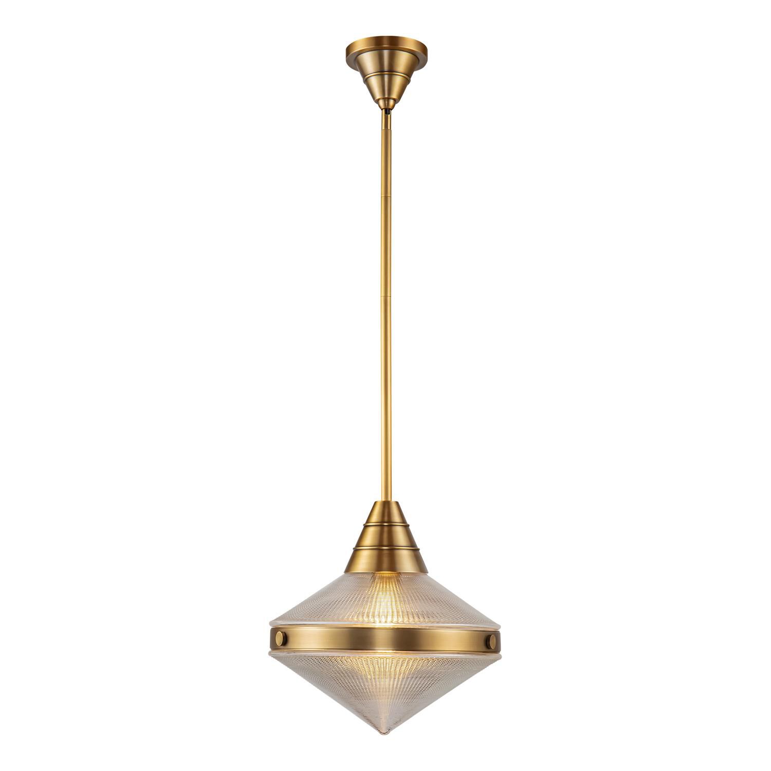 Shown in Vintage Brass/Clear Prismatic Glass finish and Clear Prismatic glass
