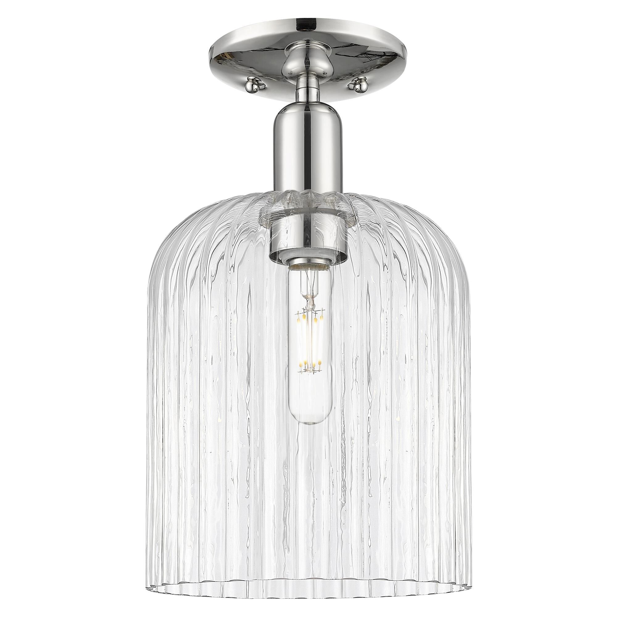 Shown in Polished Nickel finish and Clear glass