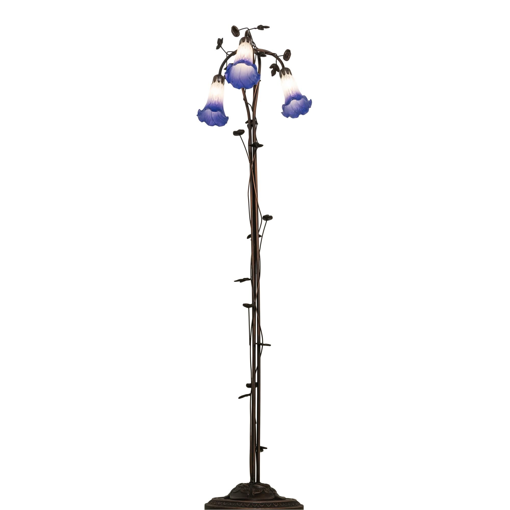 Blue and White Pond Lily 58 Inch Floor Lamp by Meyda Lighting