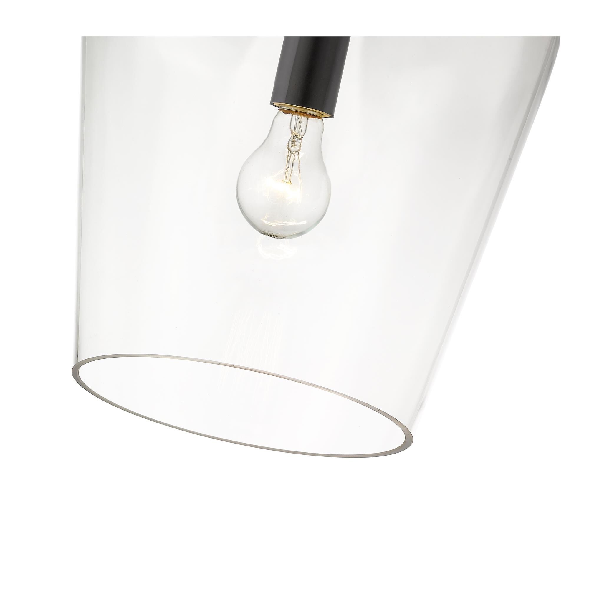 Shown in Matte Black finish and Glass shade