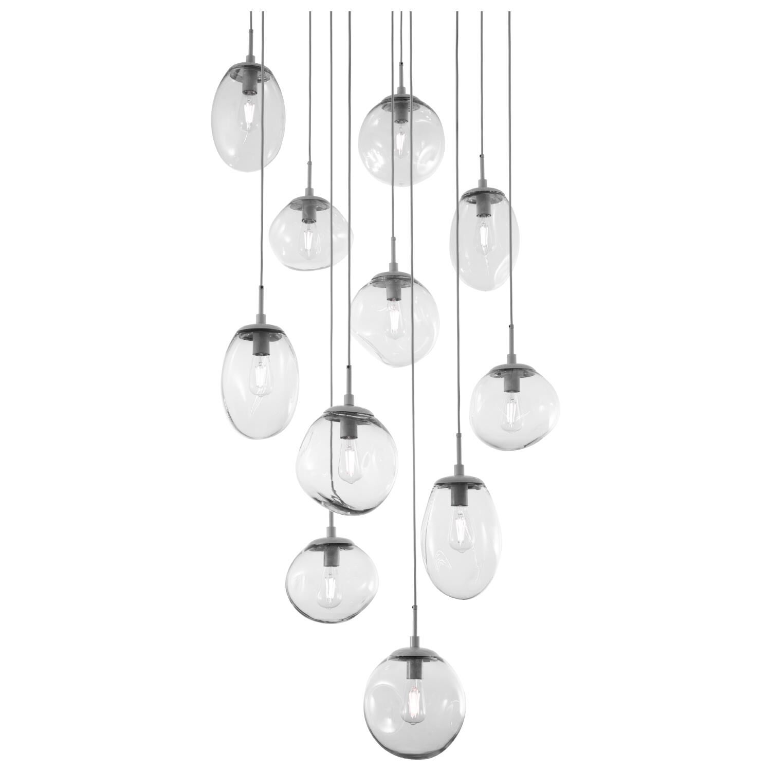 Shown in Metallic Beige Silver finish and Blown Clear glass