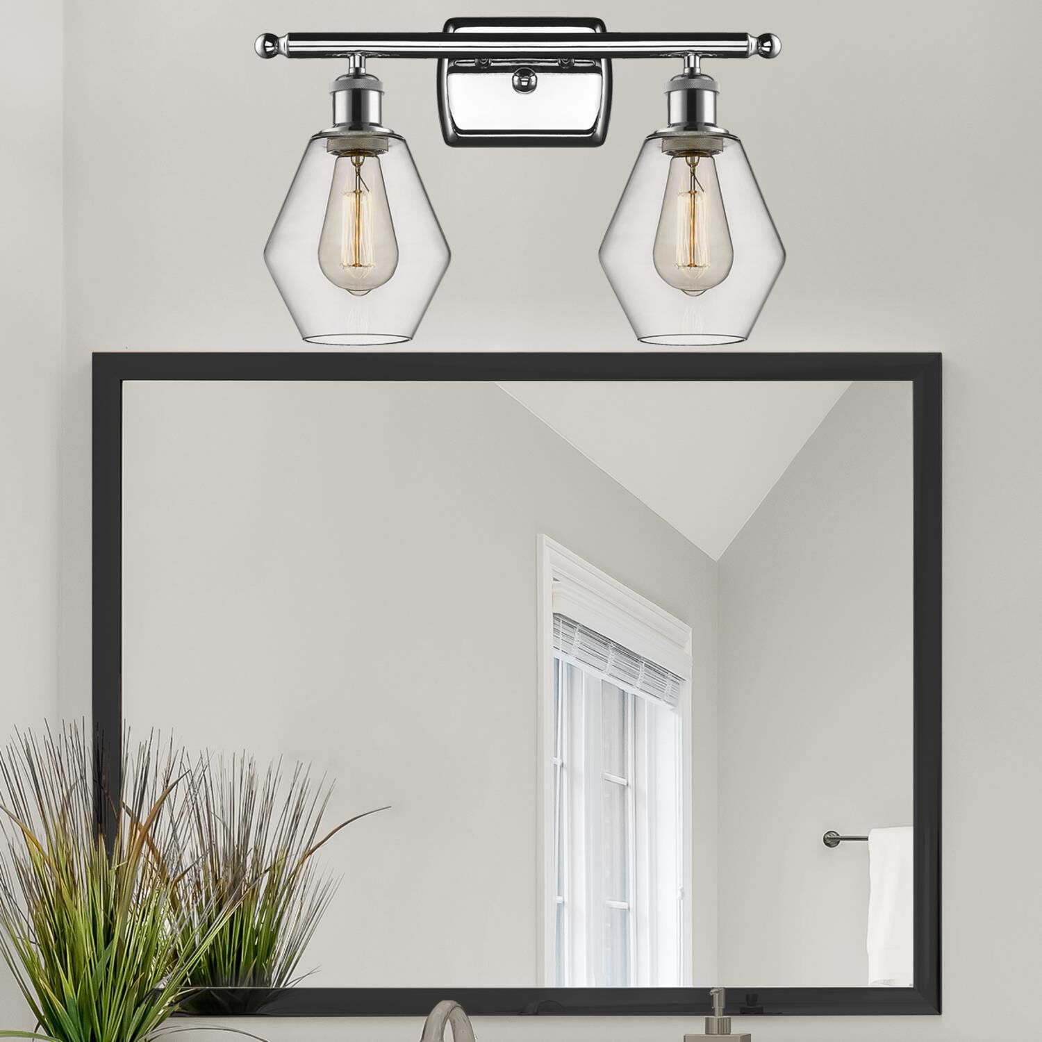 Shown in Polished Chrome  finish and Clear glass