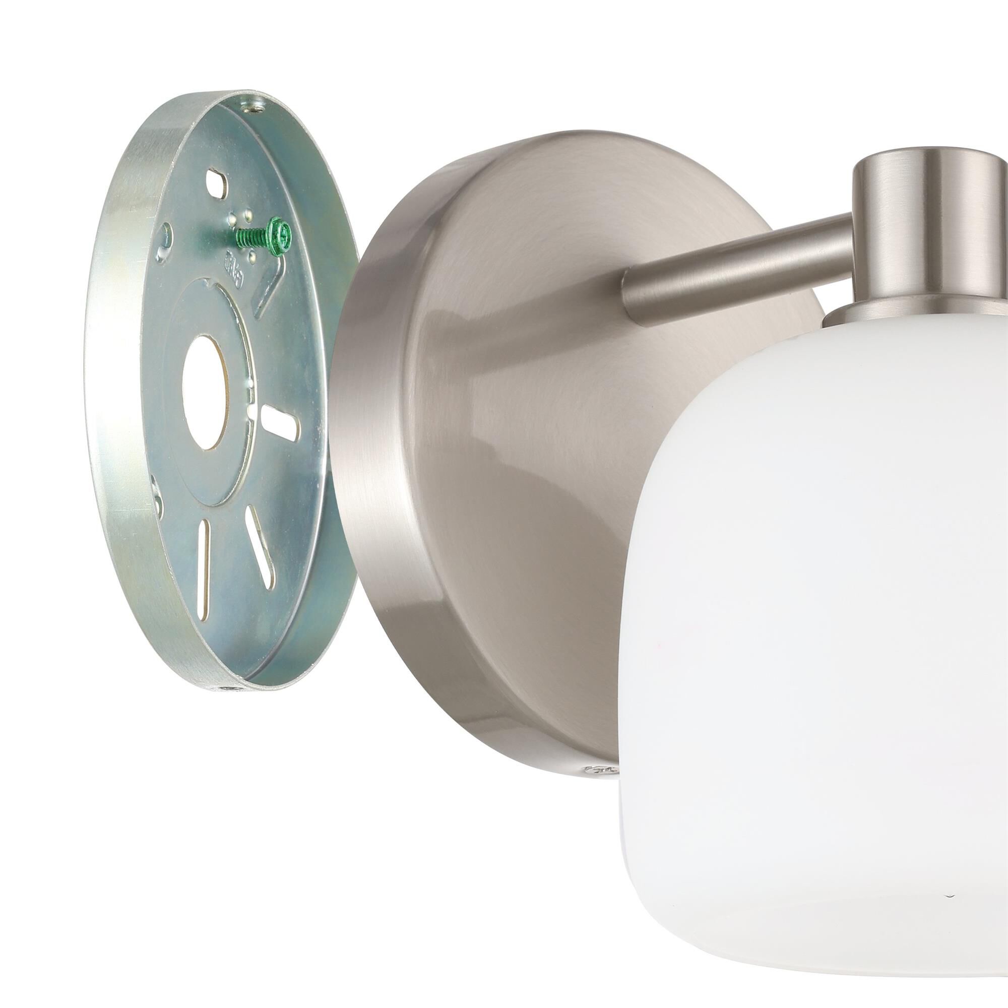 Shown in Brushed Nickel finish and Etched Opal glass