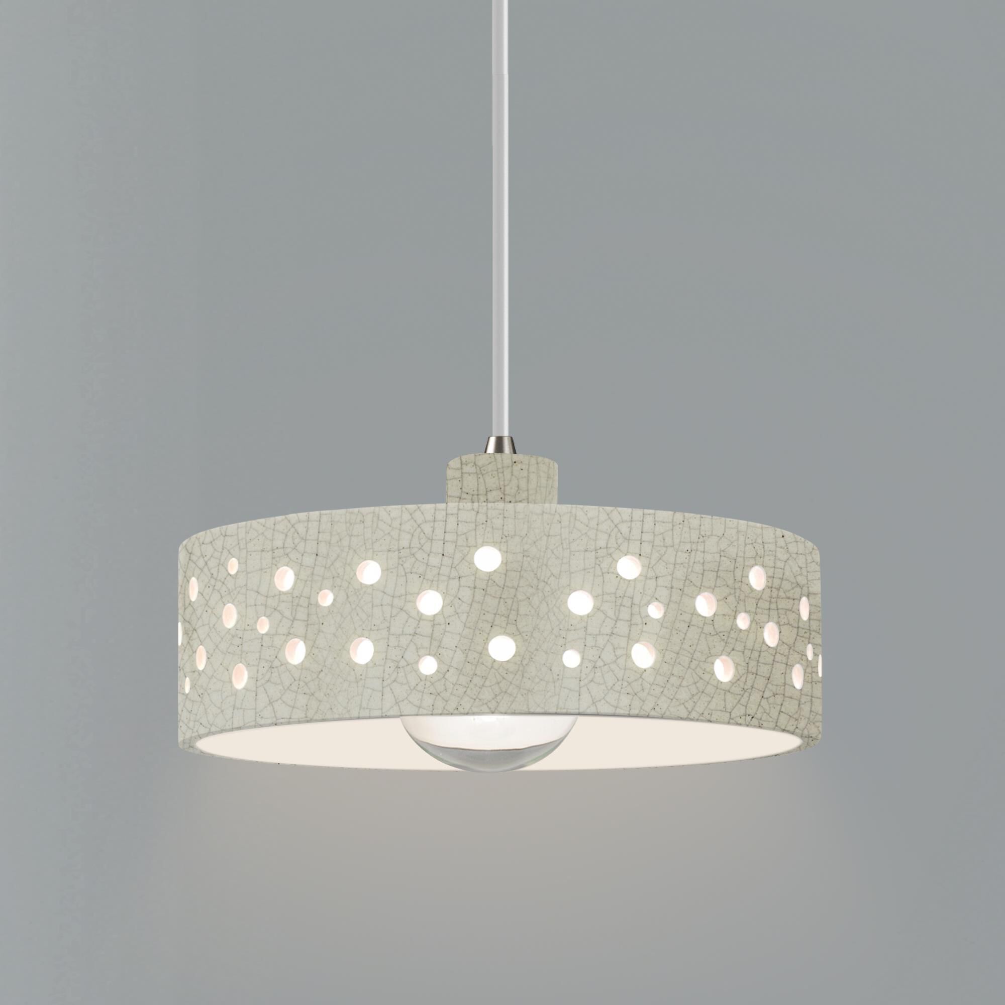 Shown in Brushed Nickel finish and White Crackle shade