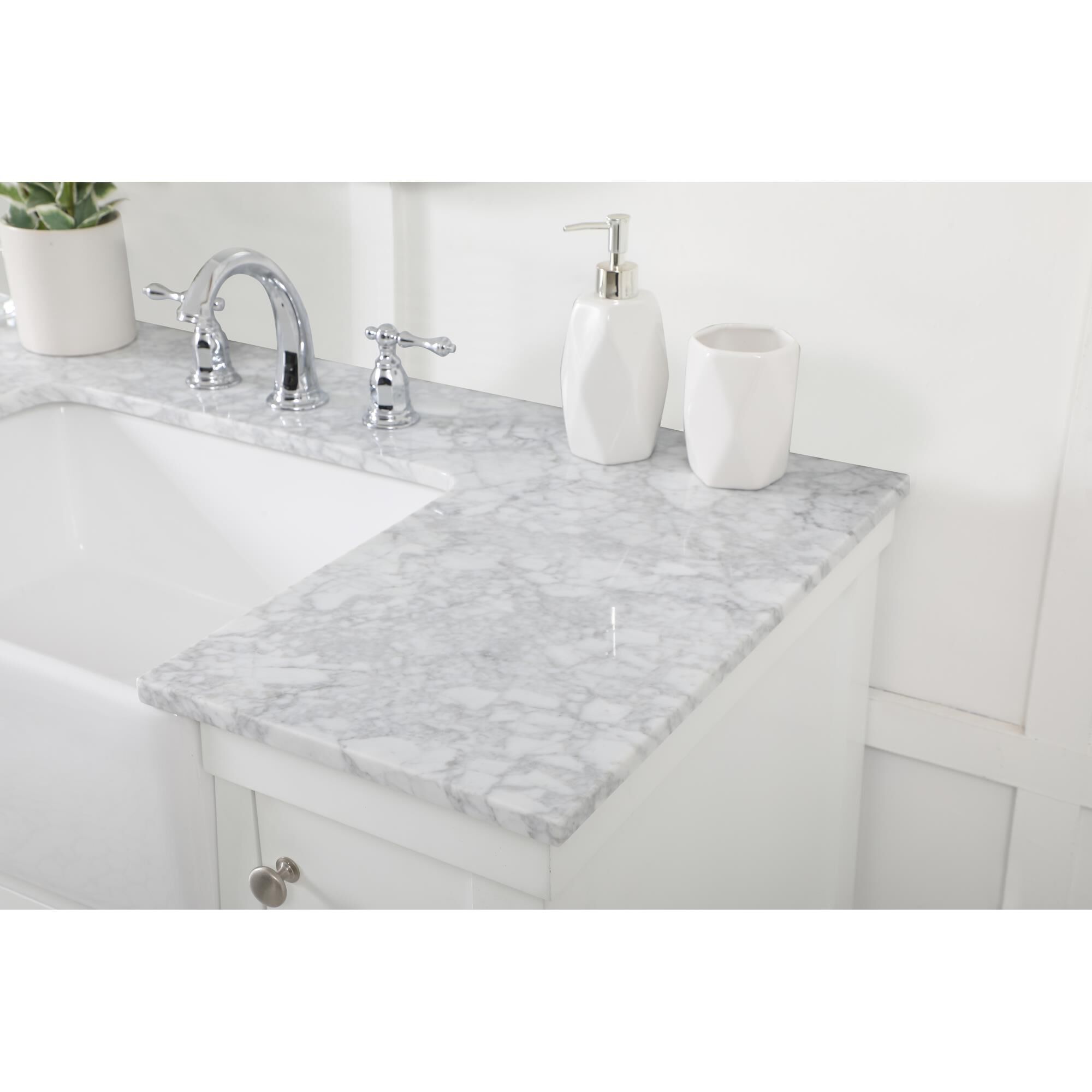 Shown in White finish and Without Backsplash accent