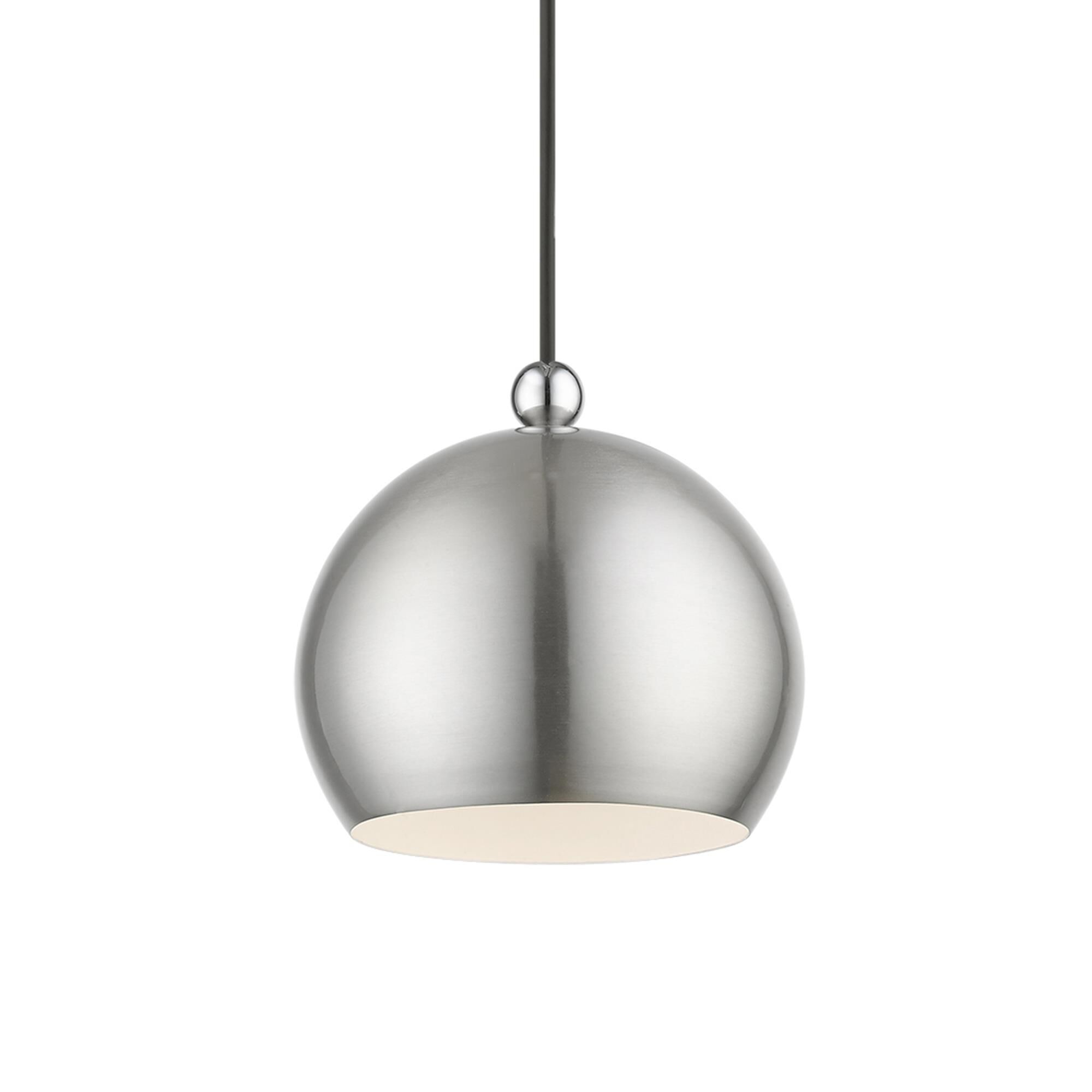 Shown in Brushed Nickel with Polished Chrome Accents finish and Brushed Nickel Steel With Shiny White Inside shade