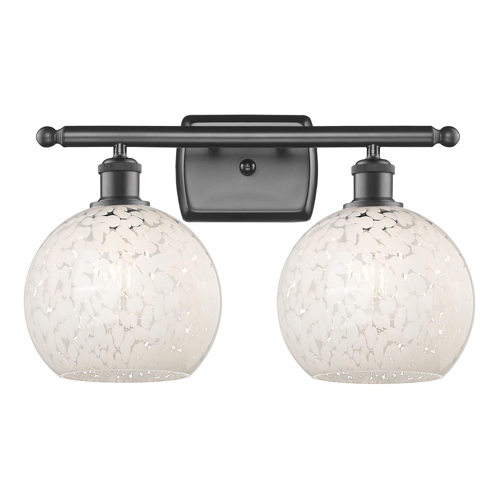 Shown in Oil Rubbed Bronze finish and White Mouchette glass