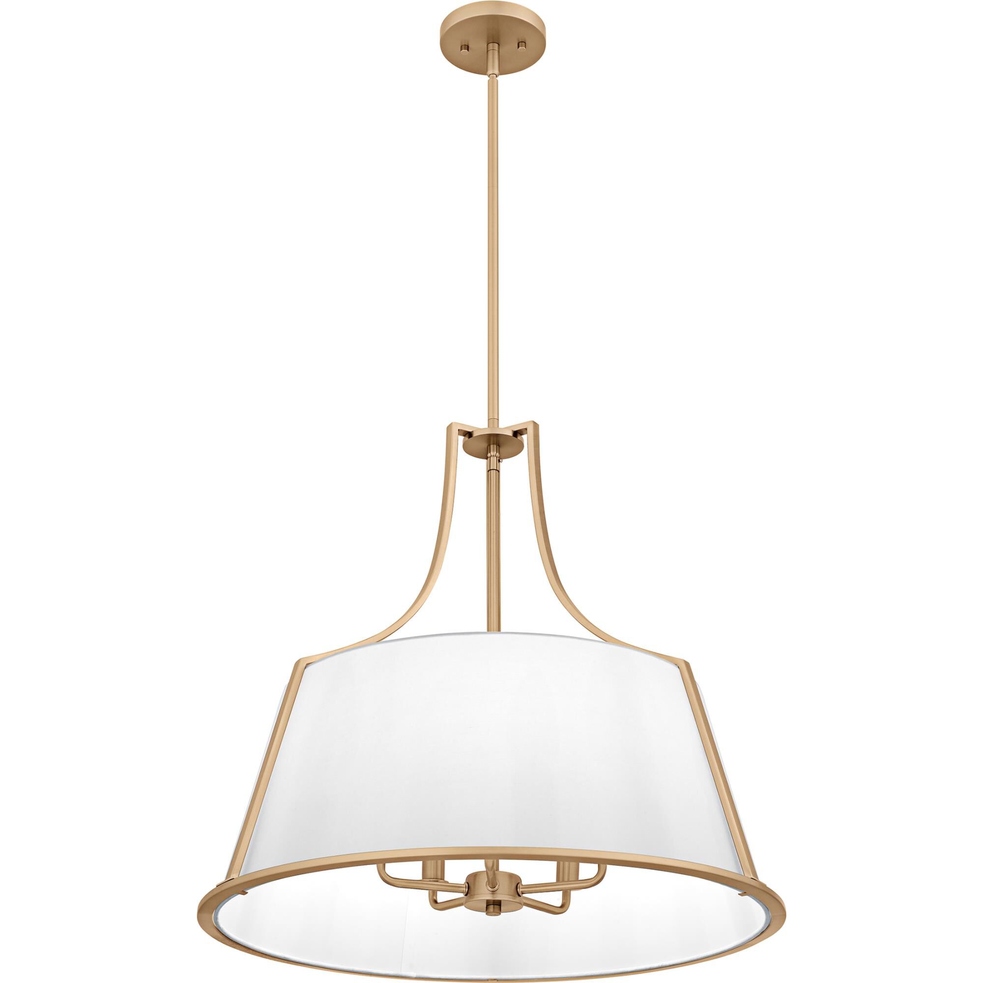 Shown in Bronze Gold finish and White Fabric shade