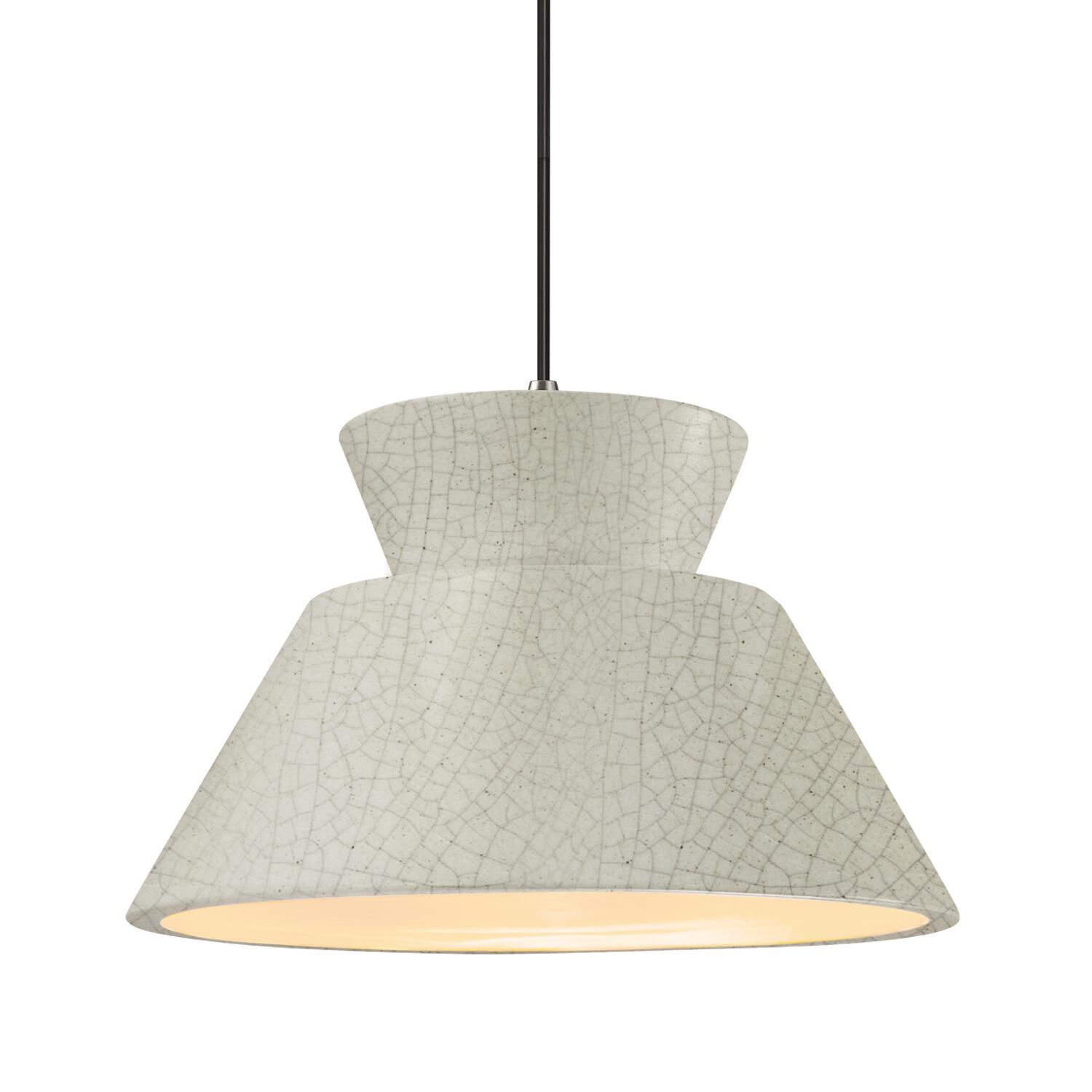Shown in Brushed Nickel finish and White Crackle shade