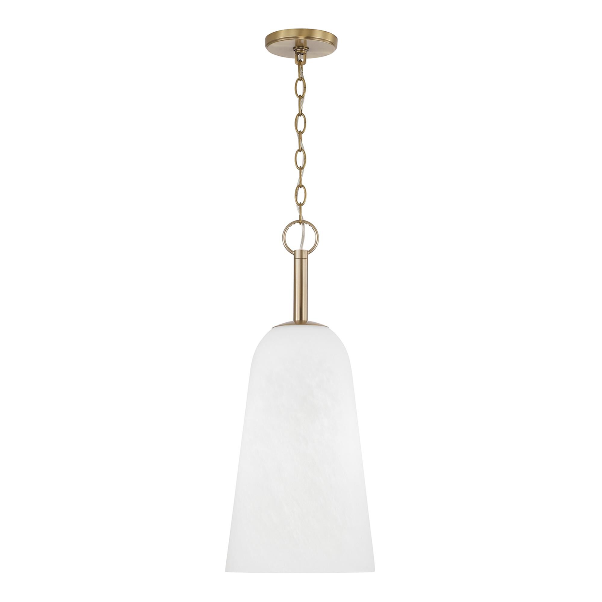 Shown in Matte Brass finish and Faux Alabaster glass
