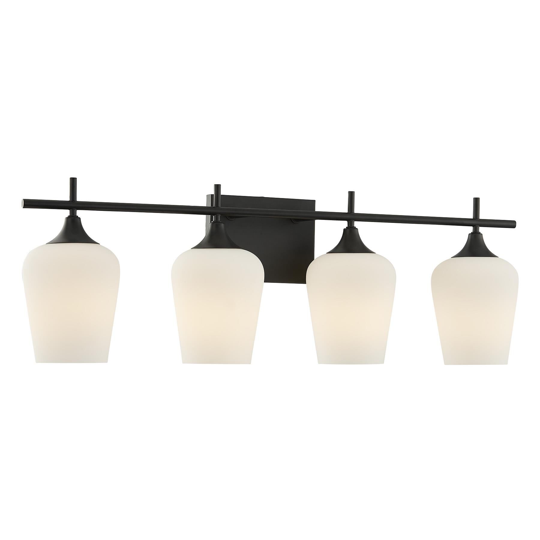 Shown in Matte Black finish and White Opal glass