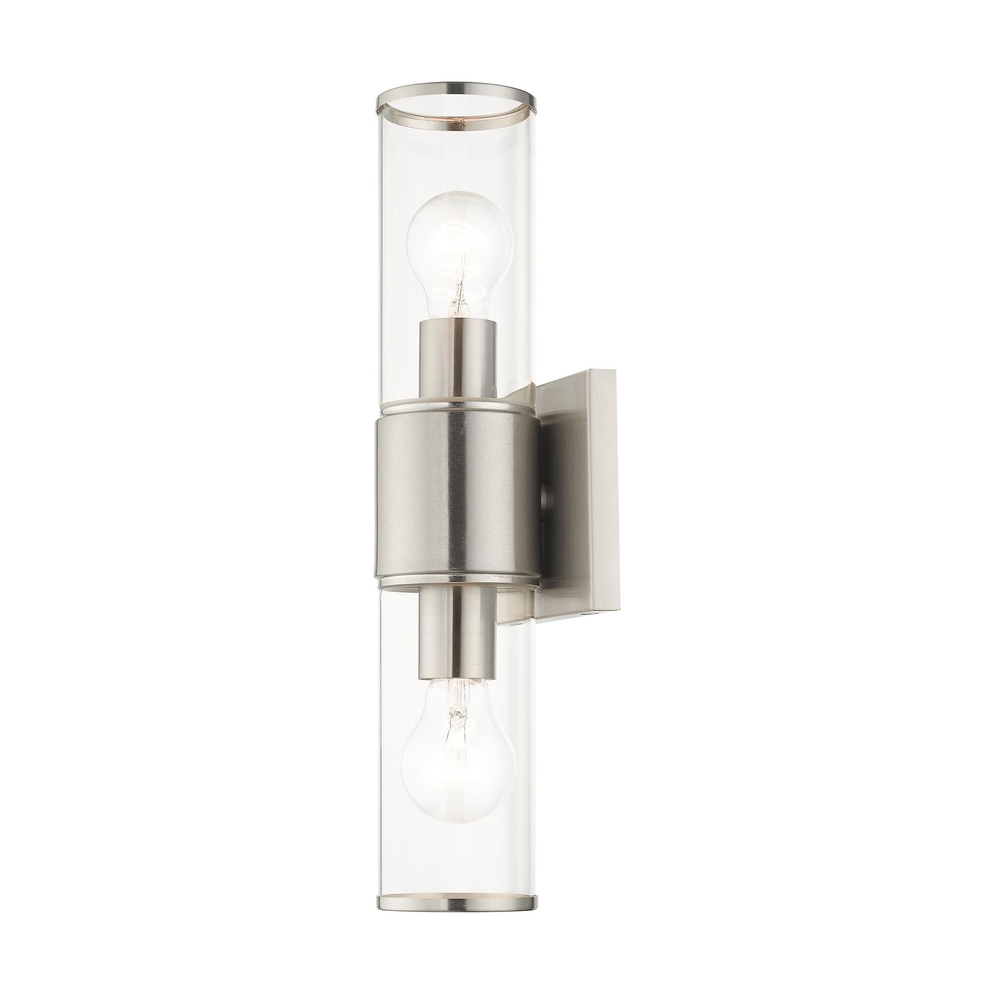 Shown in Brushed Nickel finish and Clear  glass