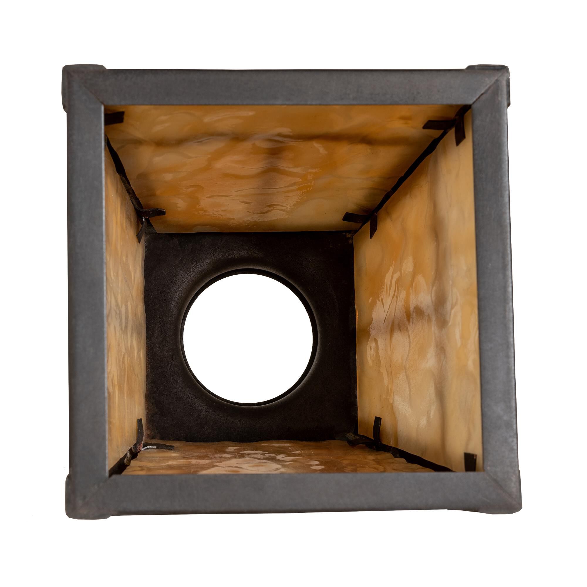 Shown in Craftsman Brown Finish finish and Beige glass