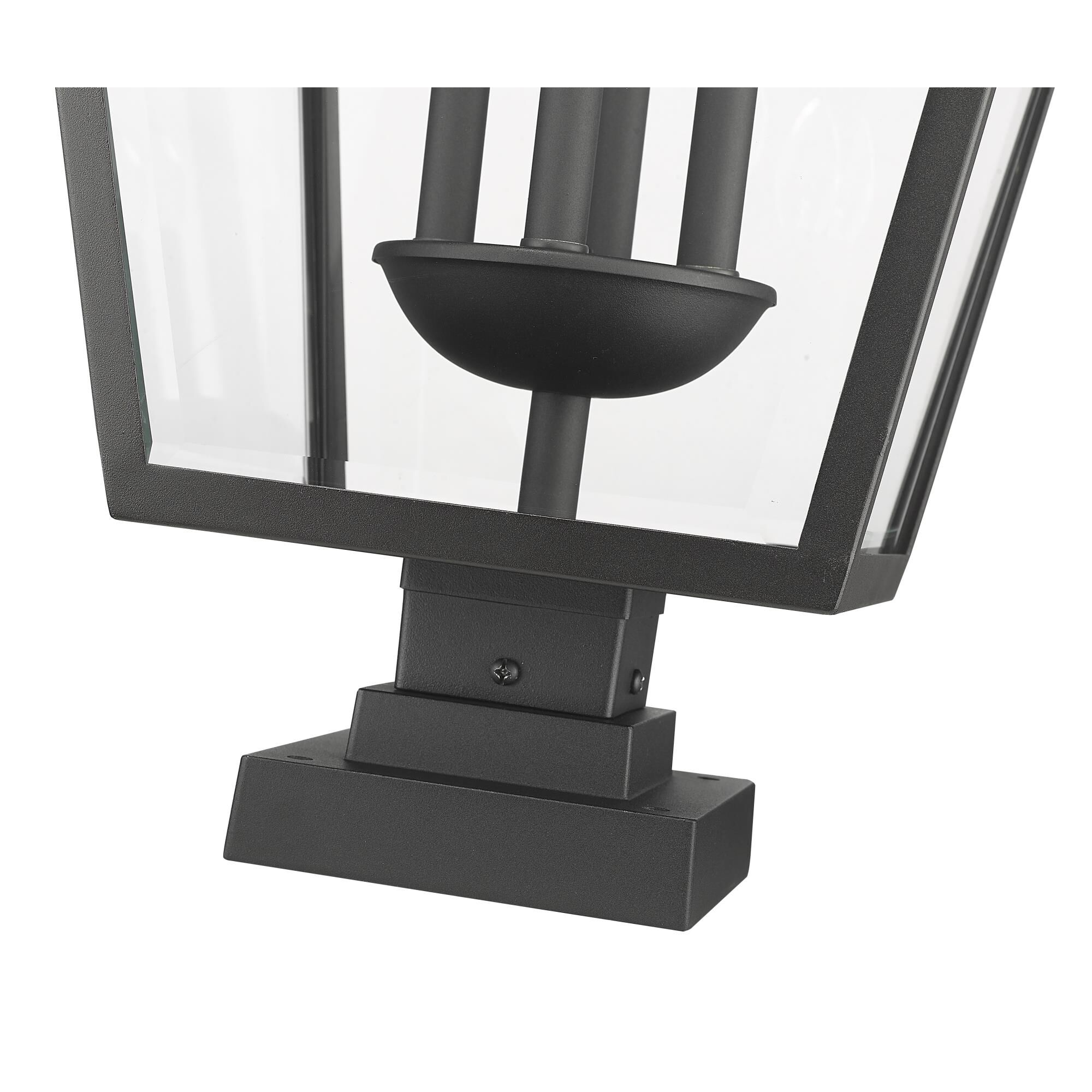 Shown in Black finish and Glass shade