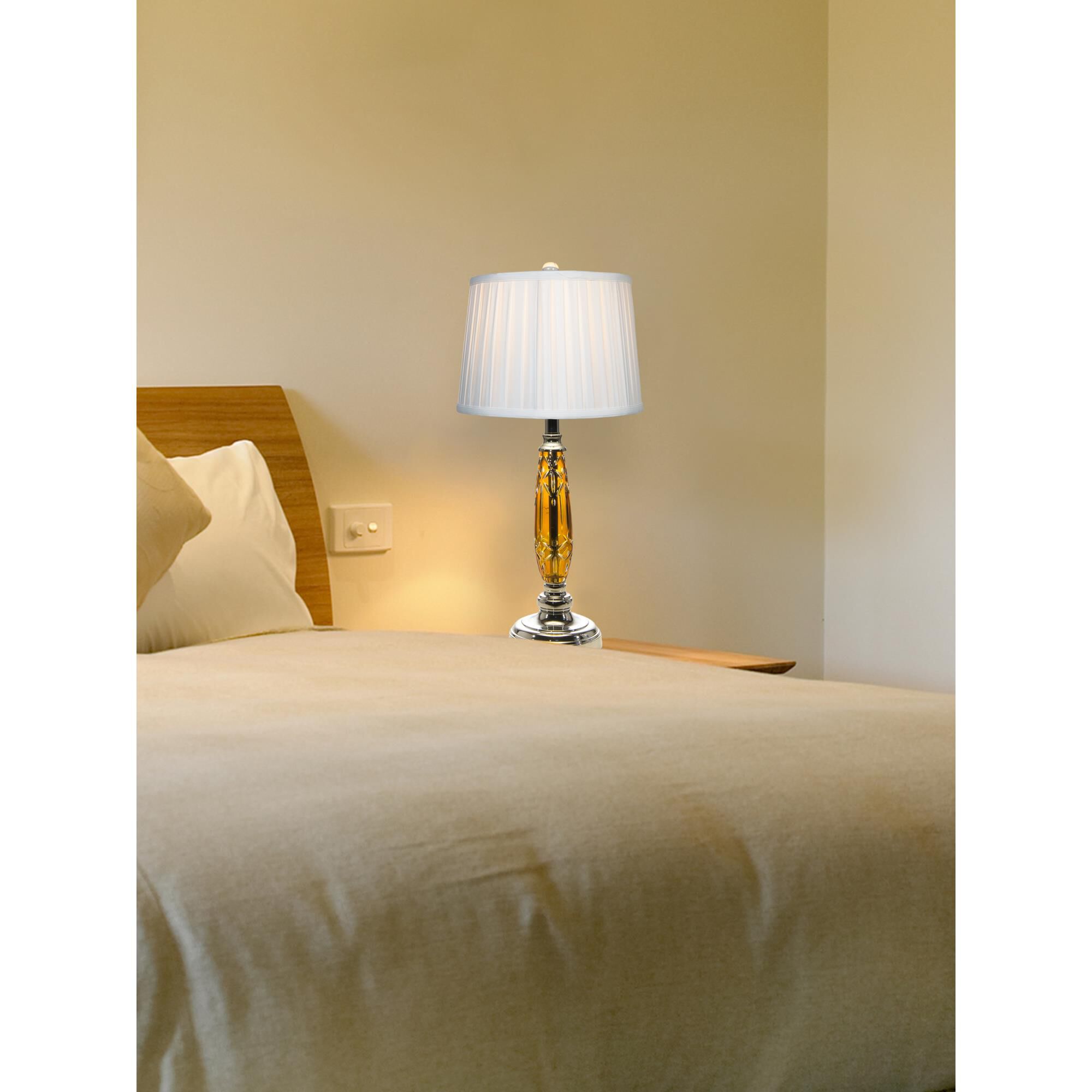 Shown in Polished Chrome finish and Fabric shade