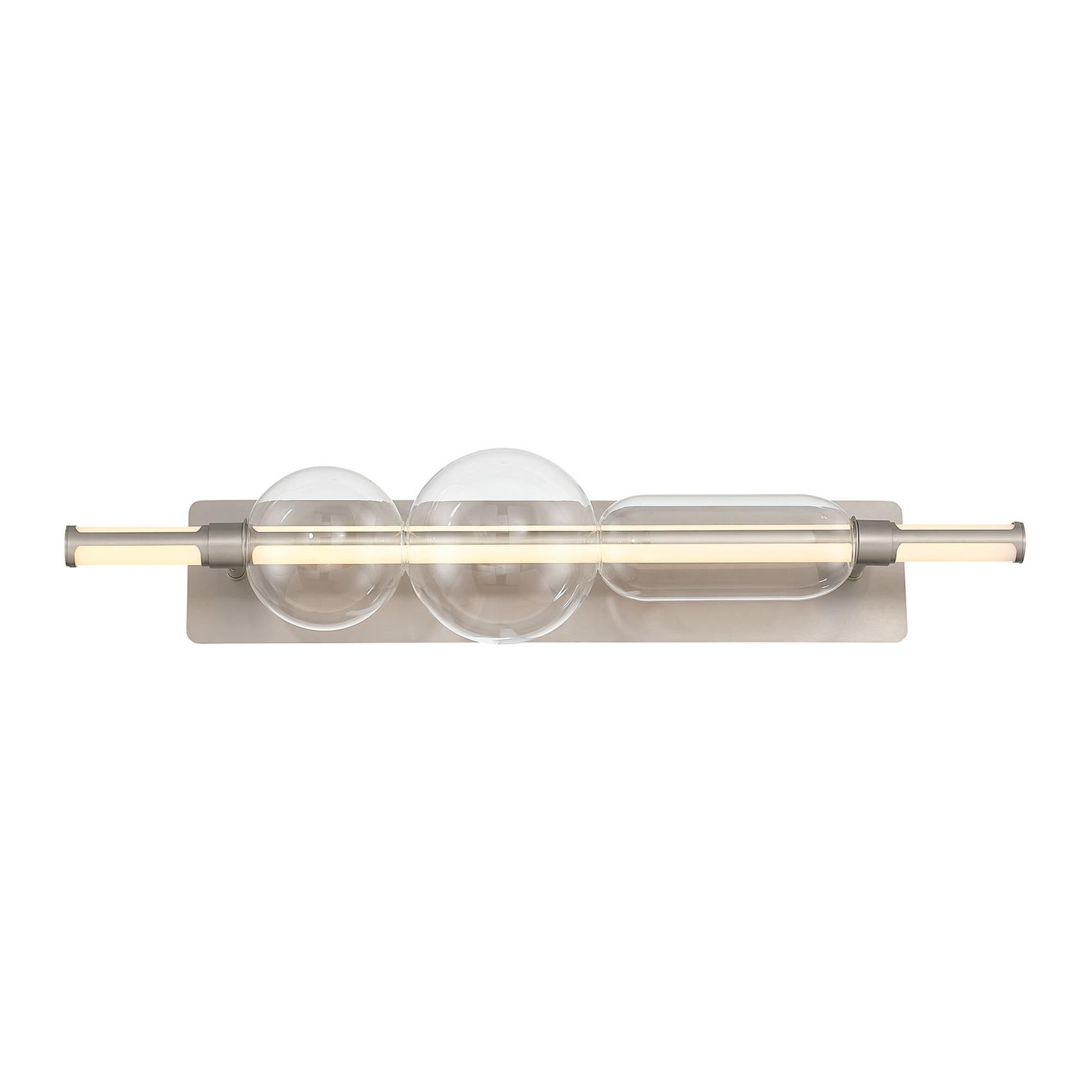 Shown in Satin Nickel finish and Clear glass