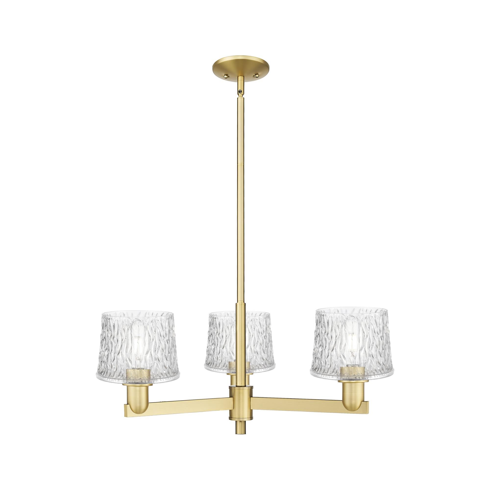 Shown in Satin Gold finish and Clear glass