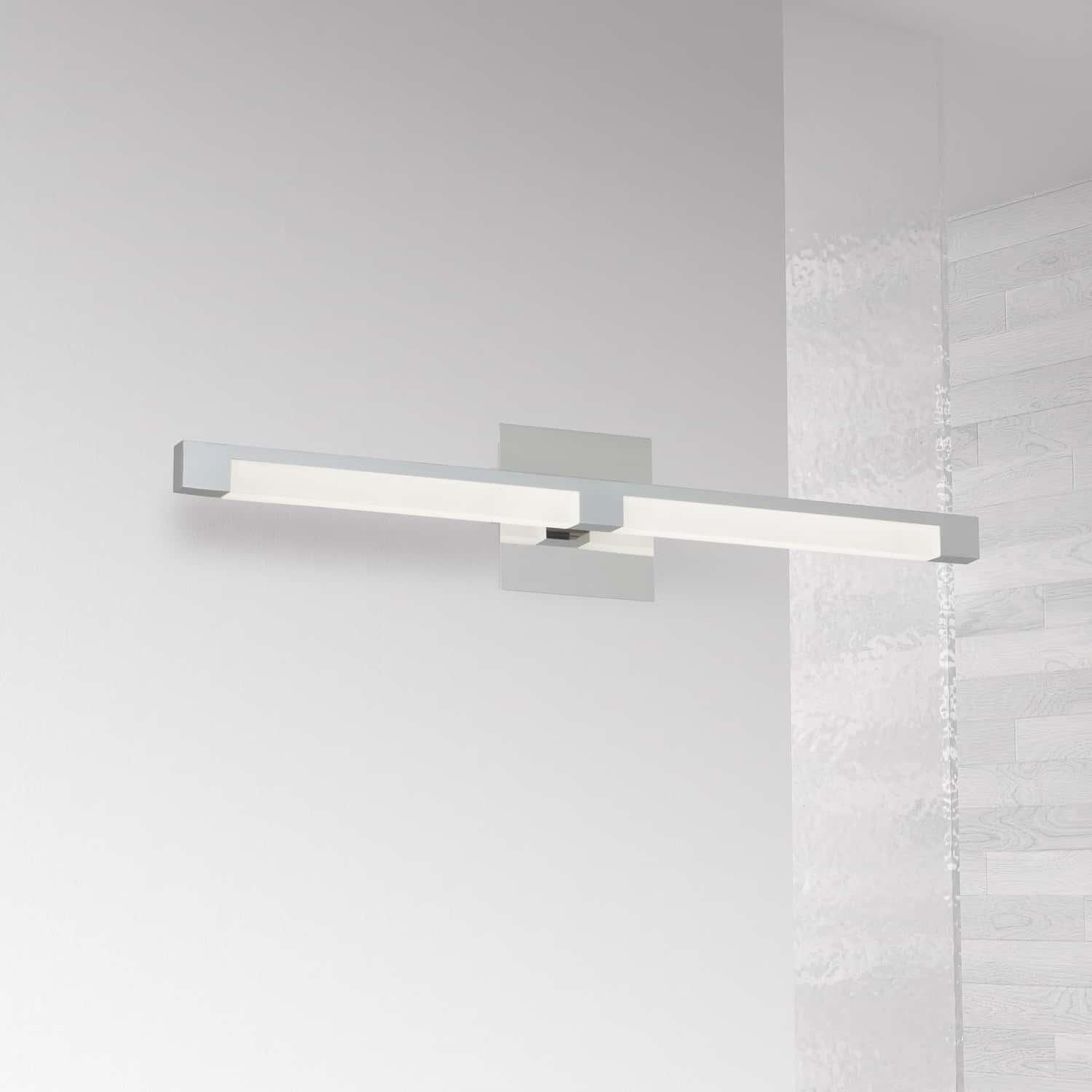 Shown in Polished Chrome finish and White Frosted glass