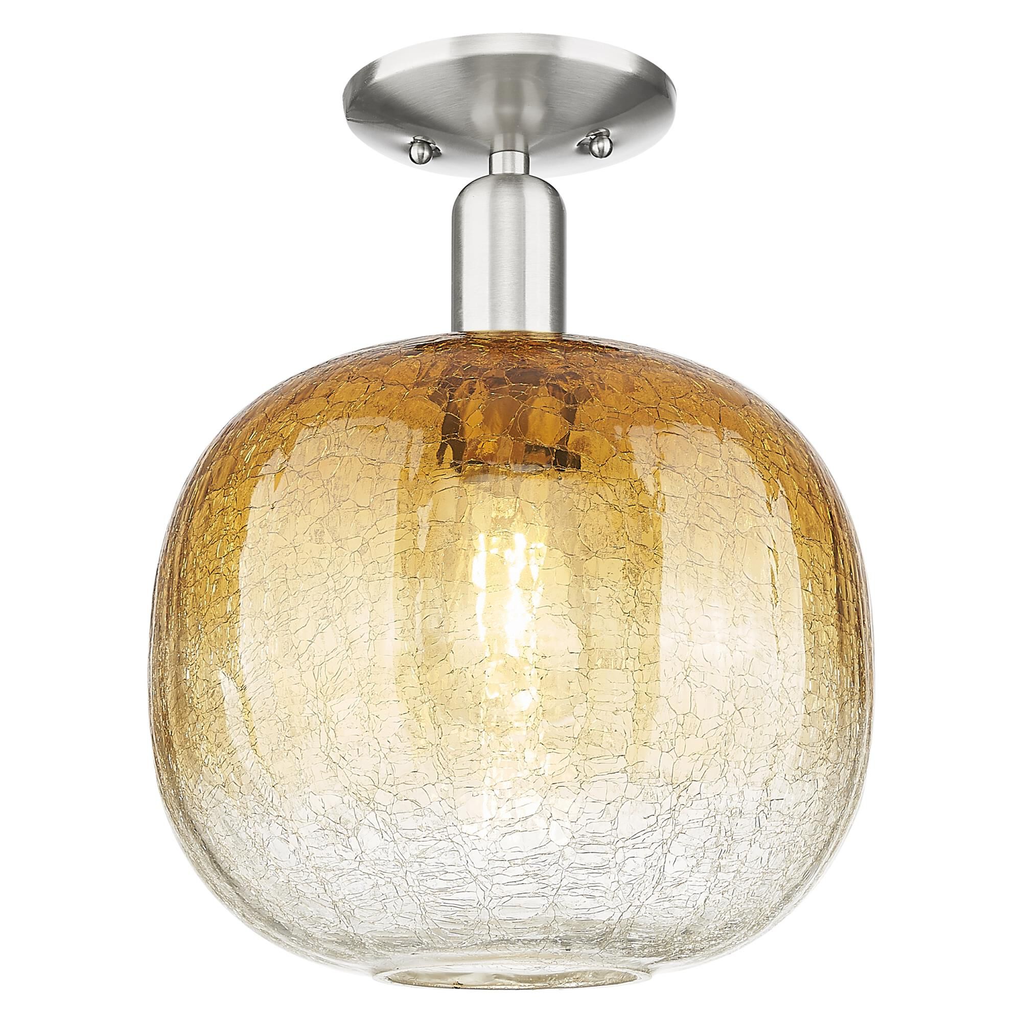 Shown in Brushed Satin Nickel finish and Amber glass