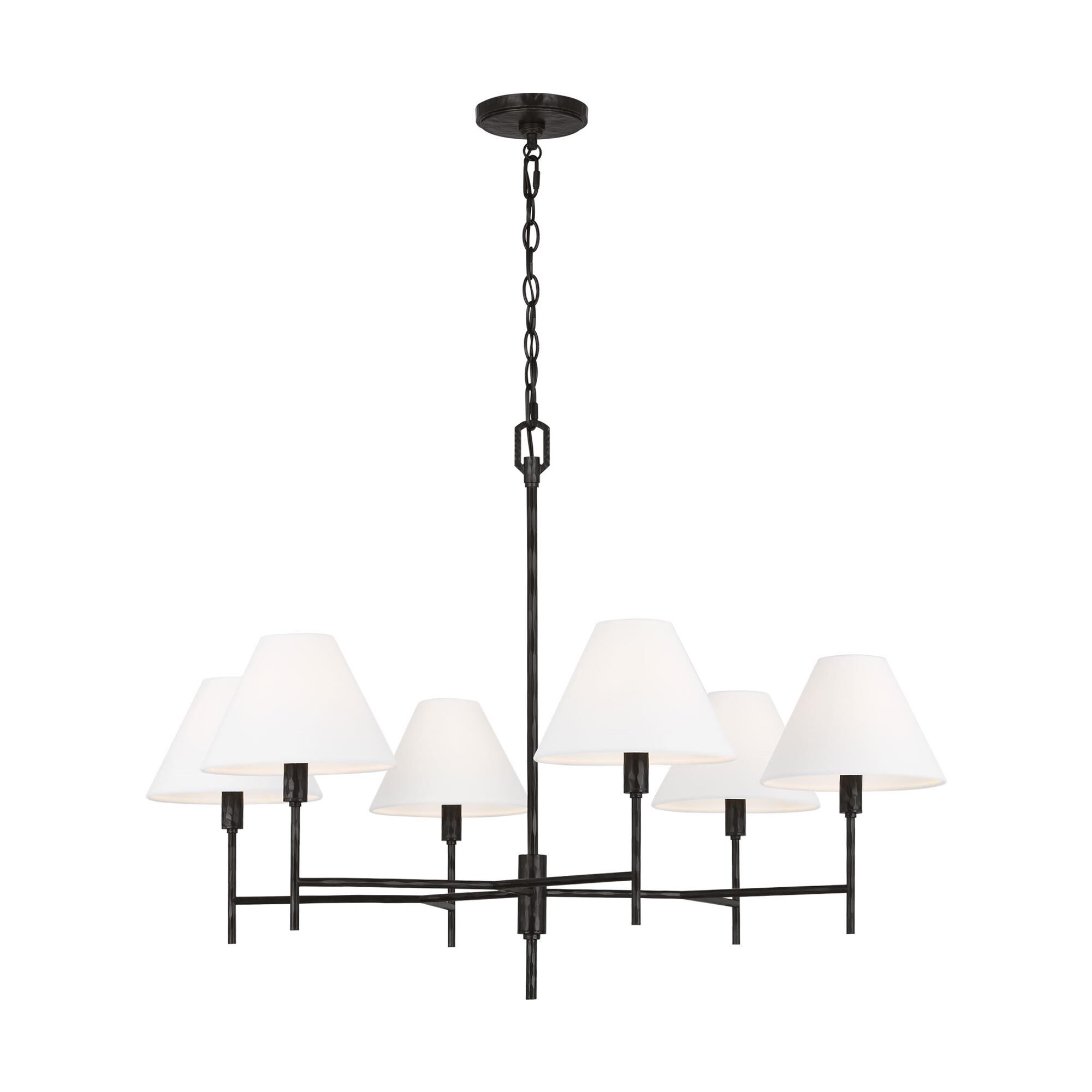 Shown in Aged Iron finish and White Linen shade