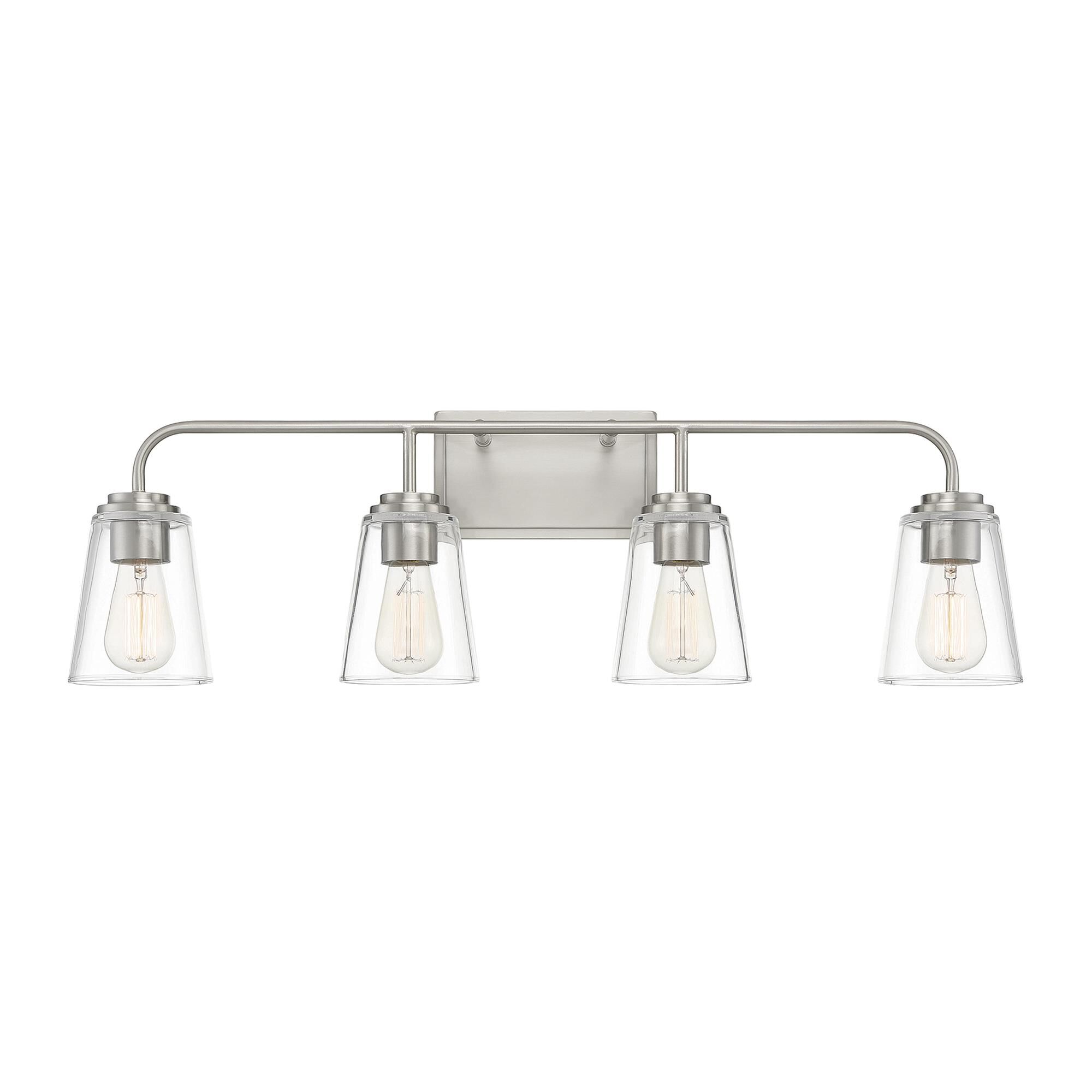 Shown in Brushed Nickel finish and Clear glass