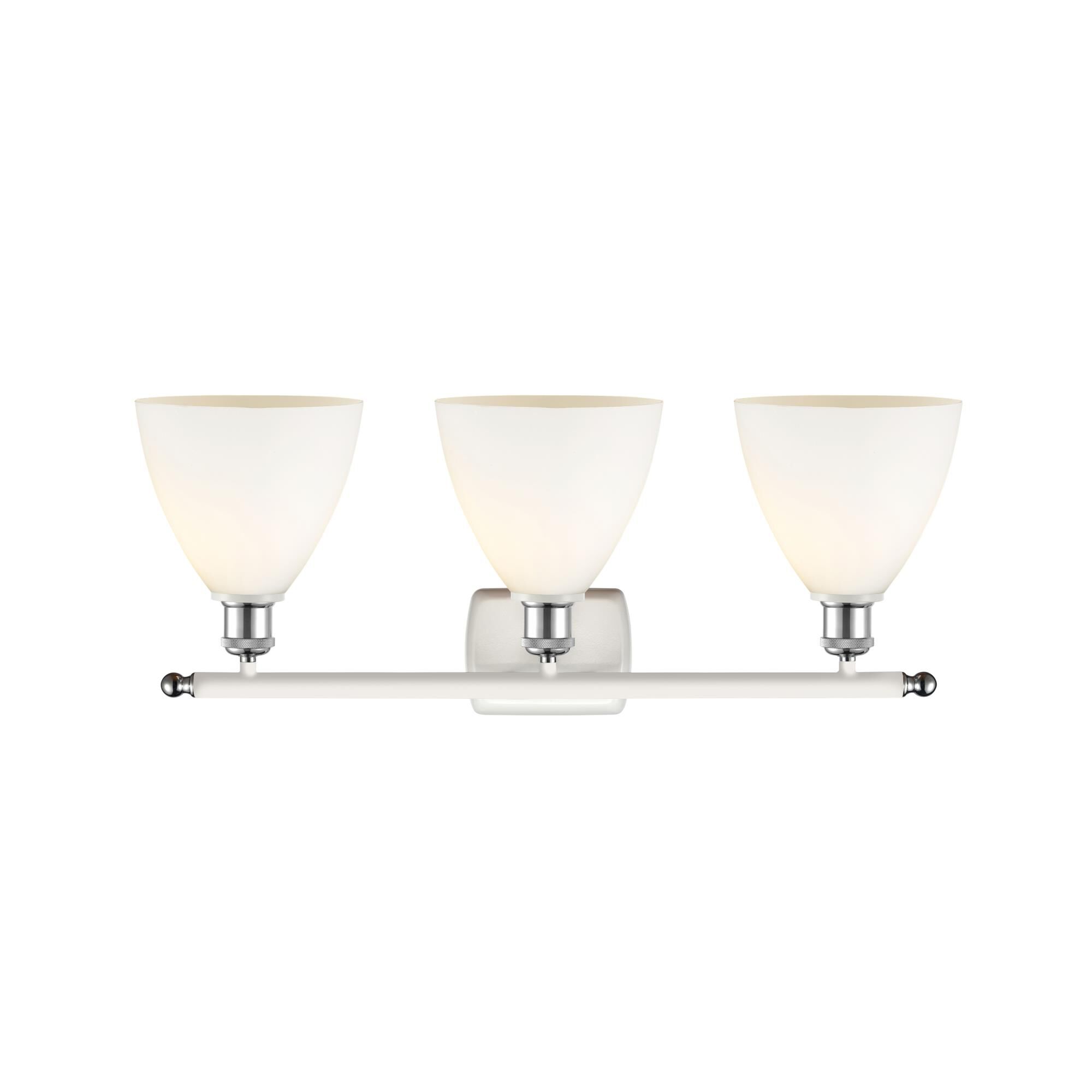 Shown in White And Polished Chrome finish and Cased Matte White Ballston Dome glass and No Shade shade