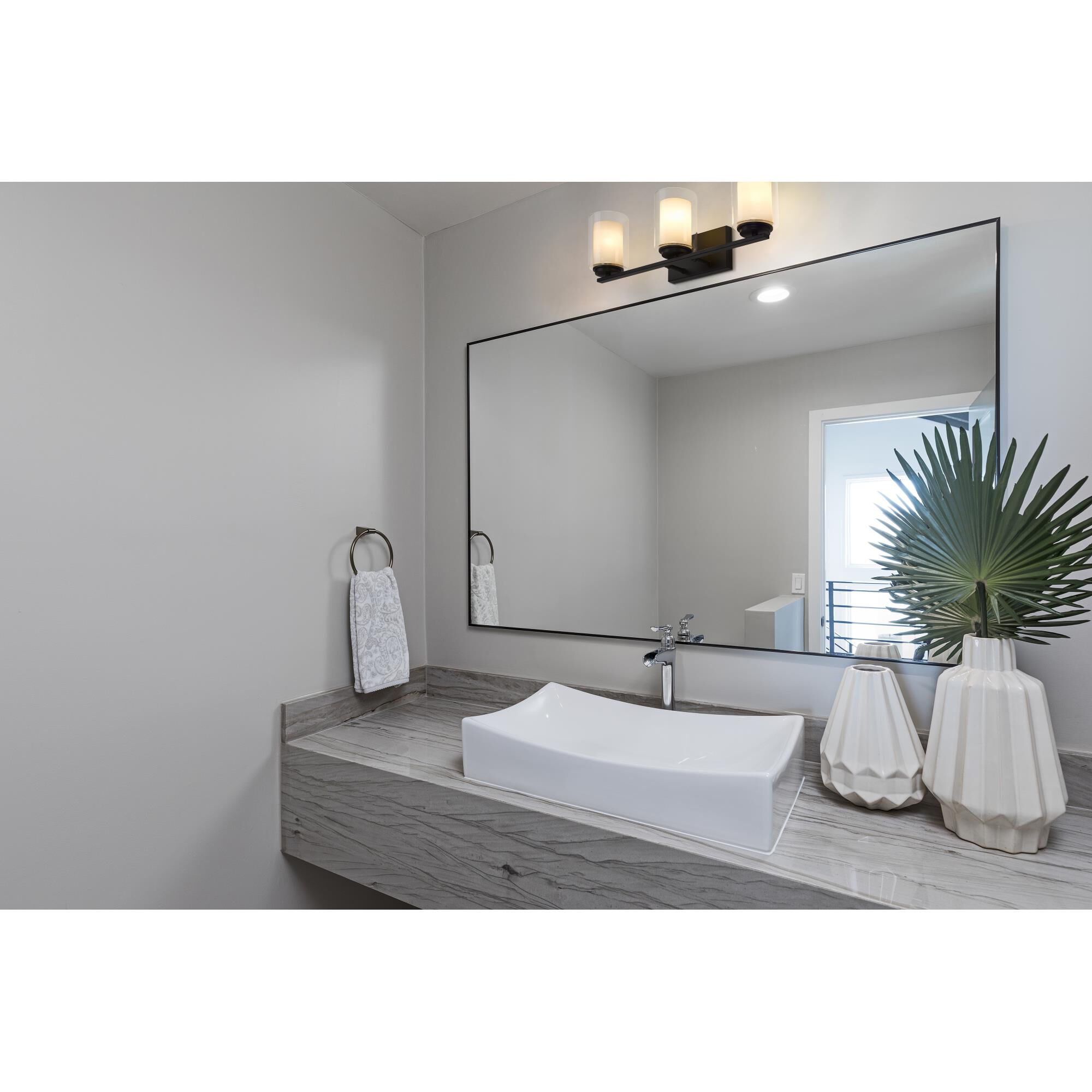 Shown in Matte Black finish and Glass shade