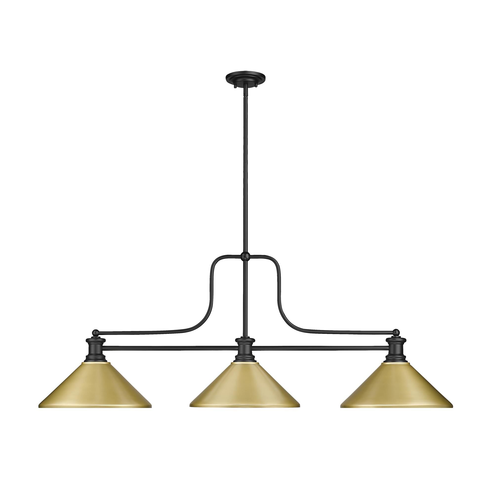 Shown in Matte Black finish and Satin Gold shade