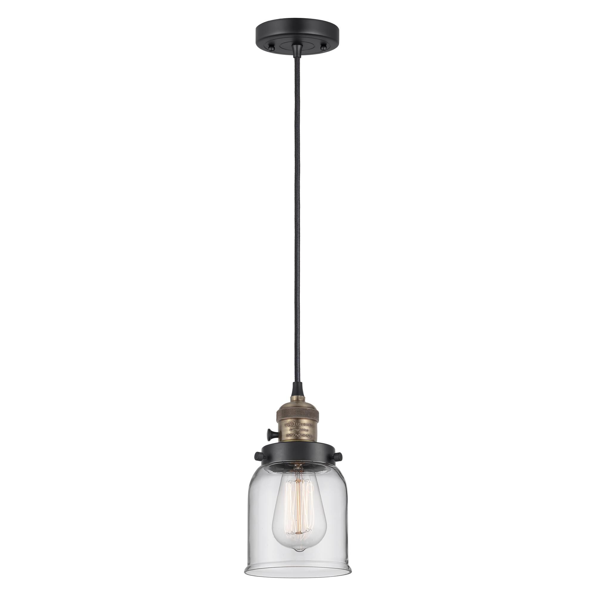 Shown in Black Antique Brass finish and Clear glass