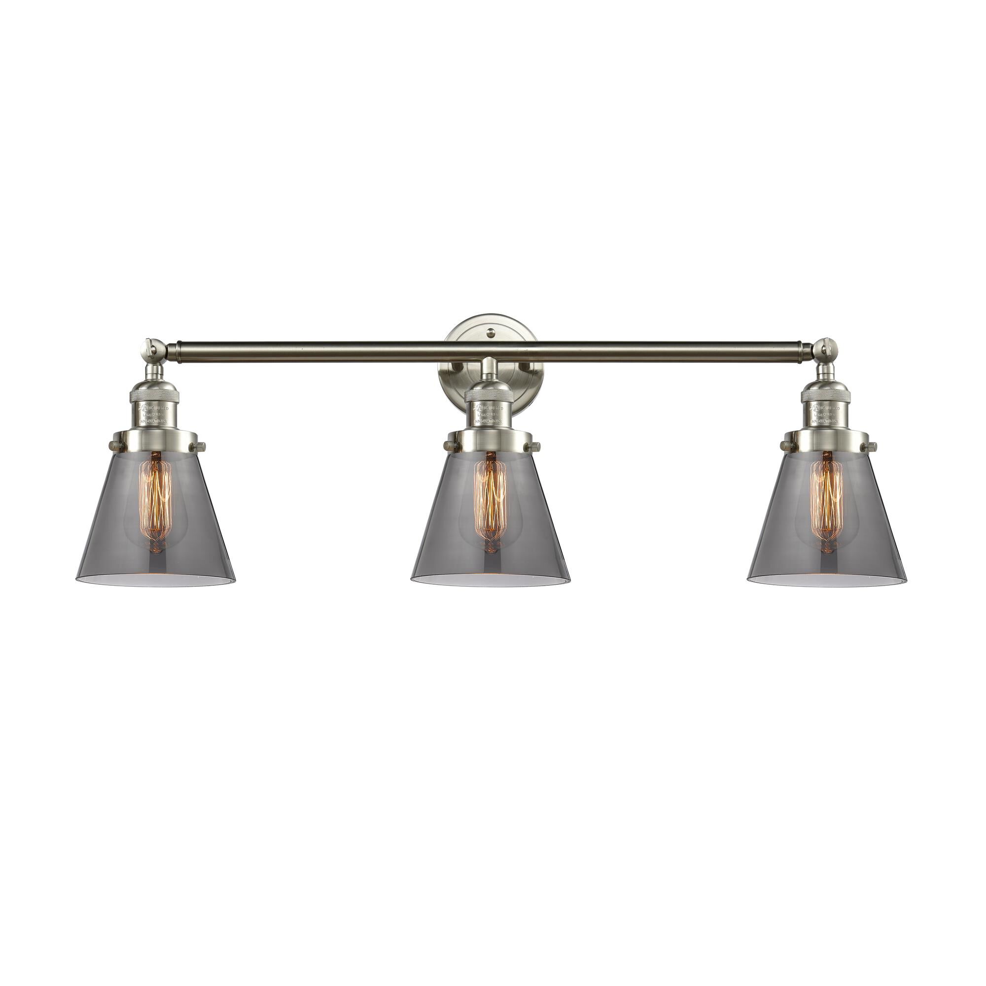 Shown in Brushed Satin Nickel finish and Smoked glass