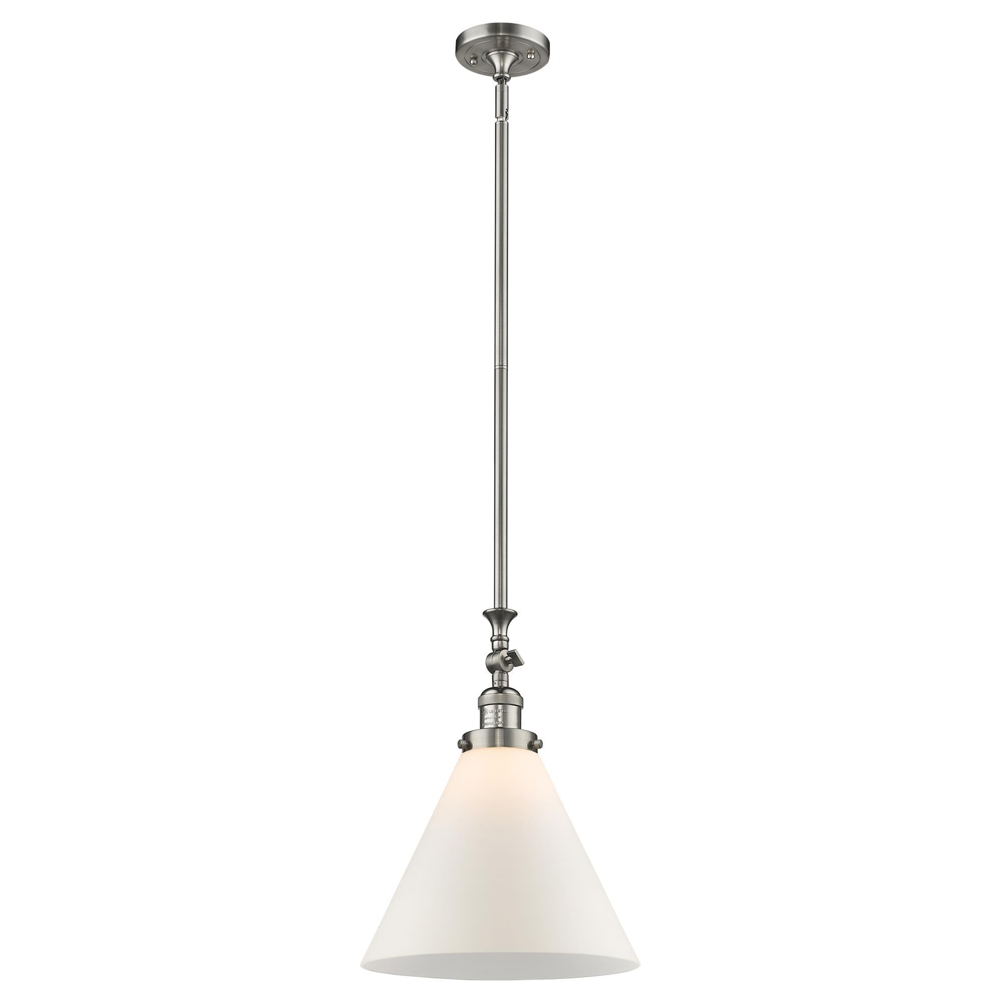 Shown in Brushed Satin Nickel finish and Frosted glass