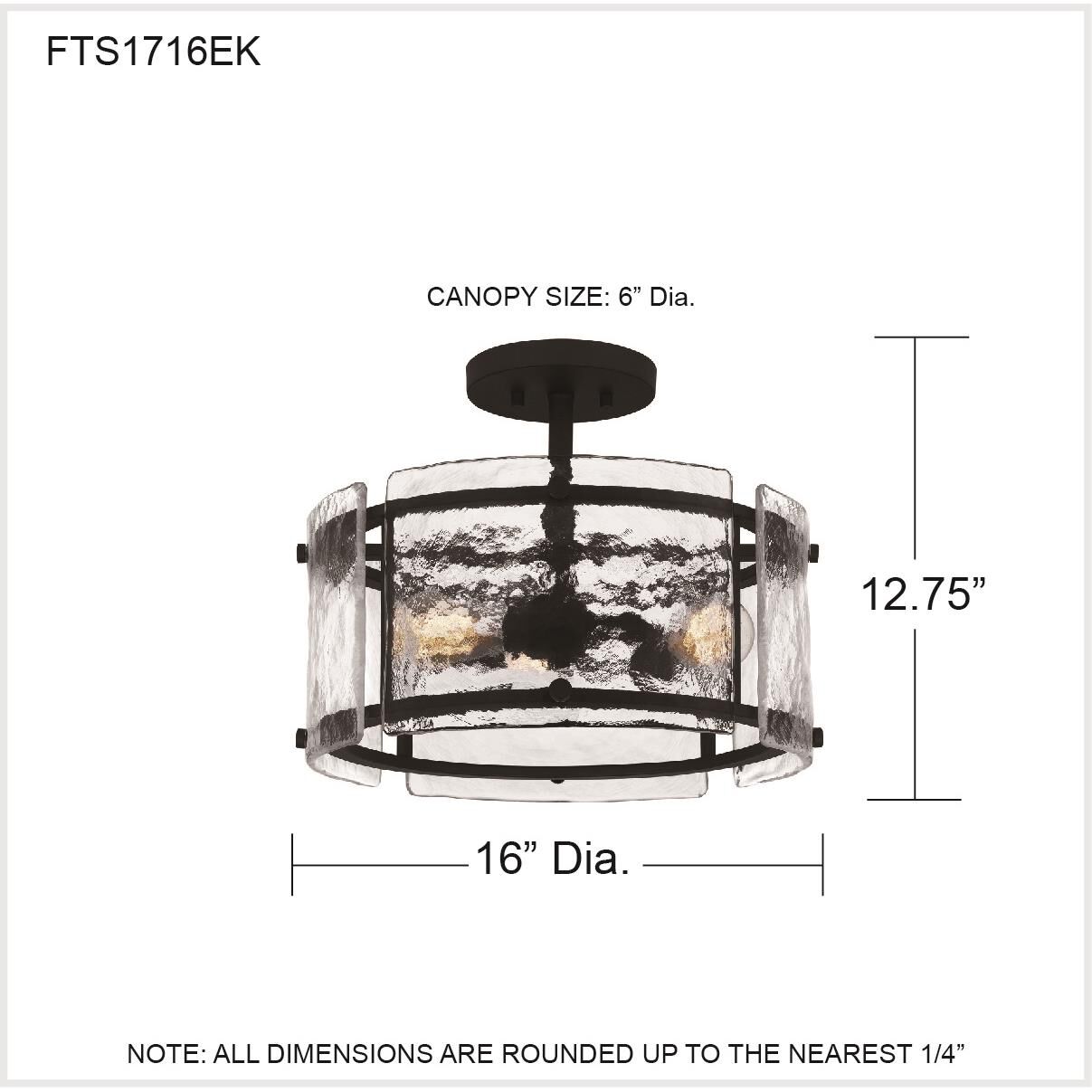 Shown in Earth Black finish and Clear Textured shade