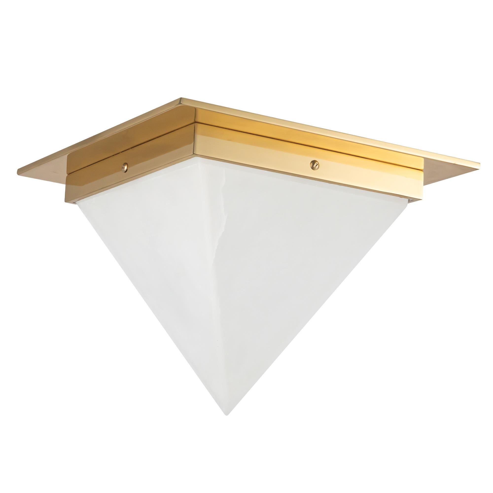 Shown in Patina Brass finish and Alabaster glass