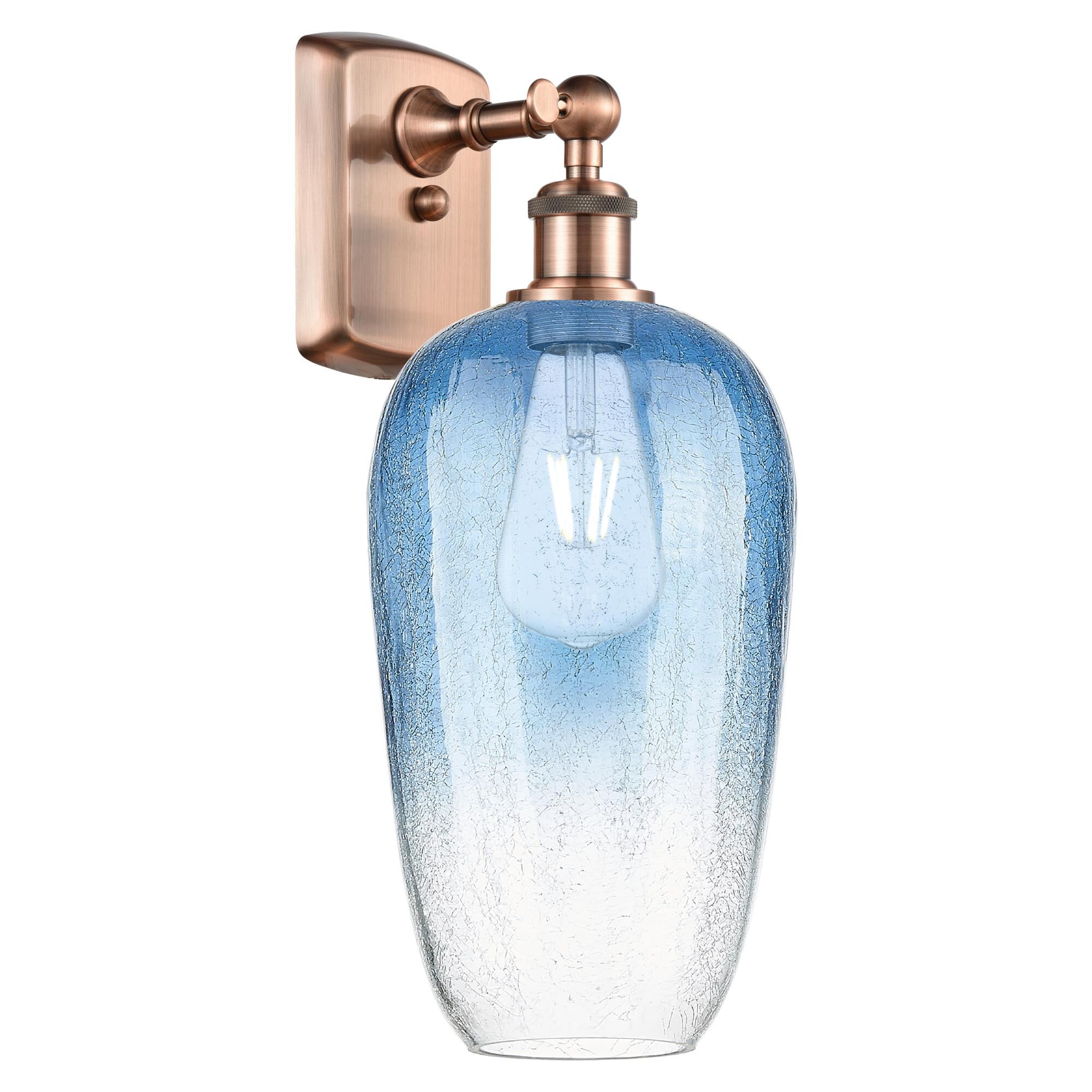 Shown in Antique Copper finish and Sapphire Blue glass