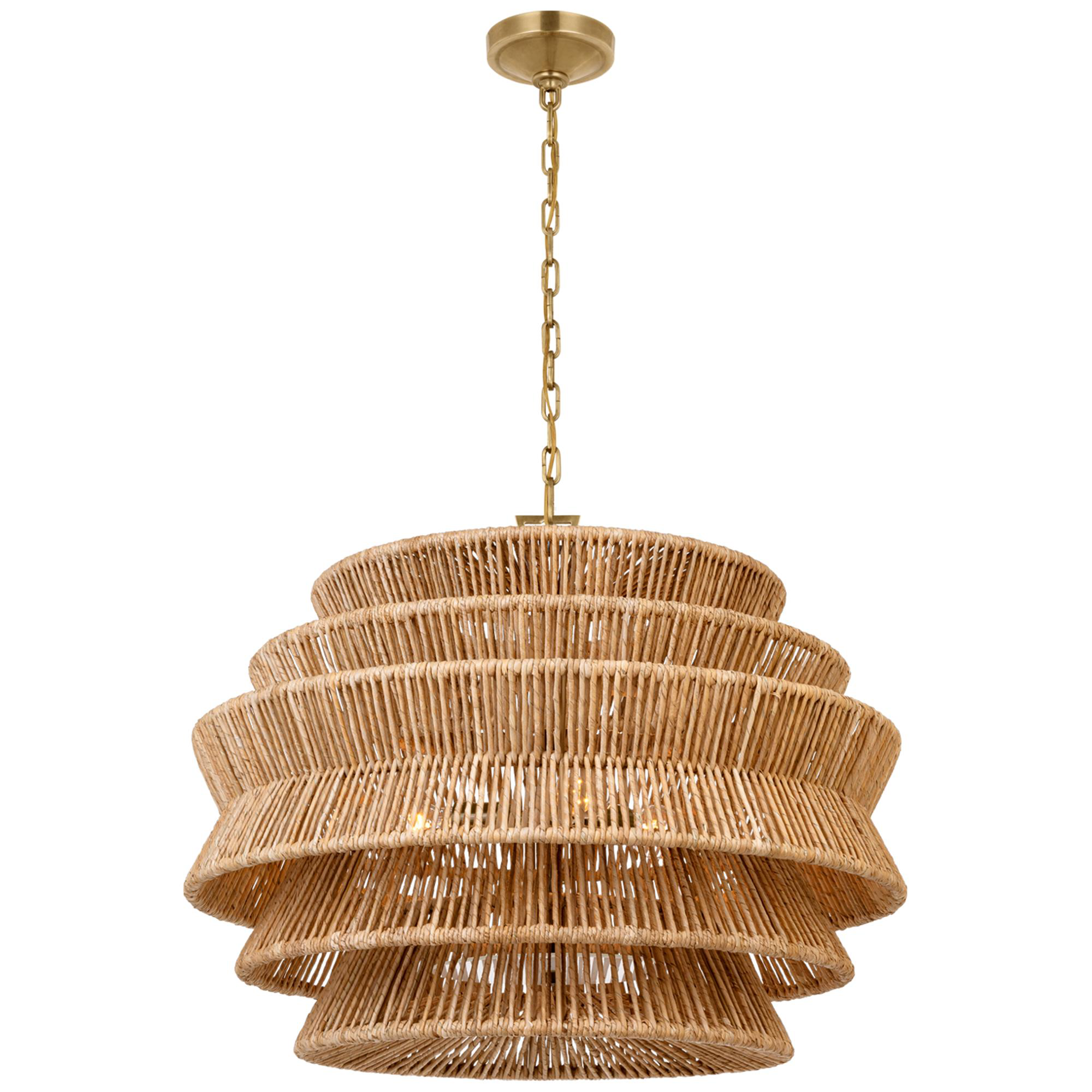 Shown in Antique-Burnished Brass and Natural Abaca finish