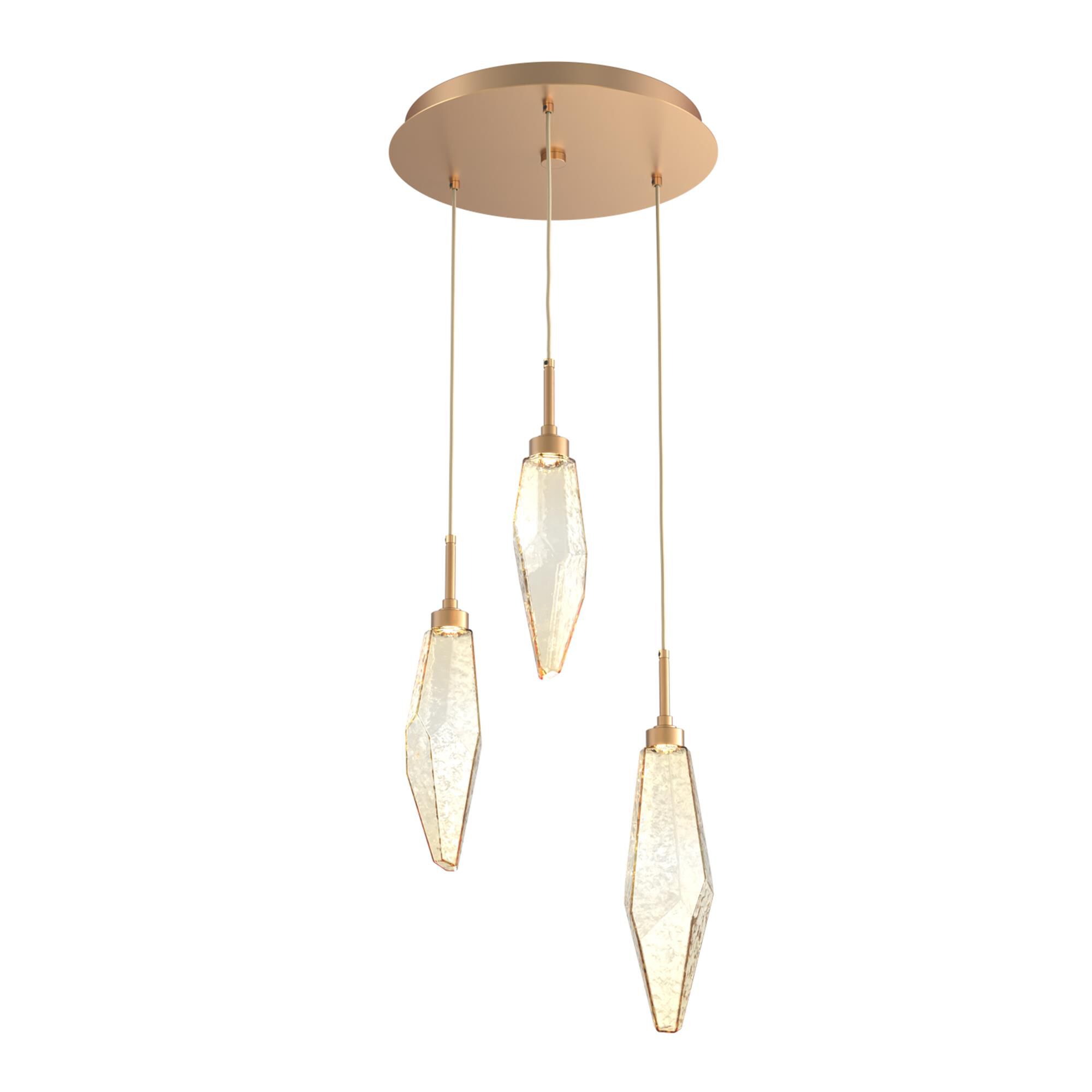 Shown in Novel Brass finish and Chilled Blown And Amber glass