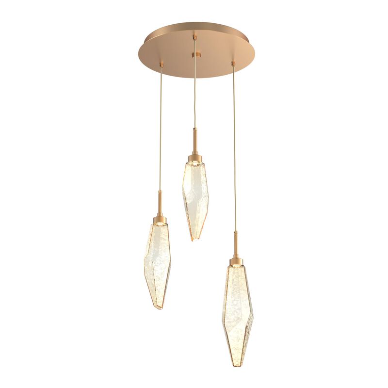 Rock Crystal 17 Inch 3 Light Multi Light Pendant by Hammerton Studio