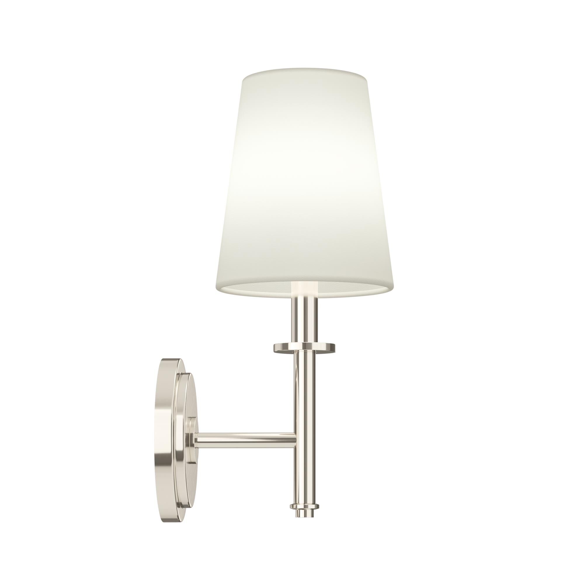 Shown in Polished Nickel finish and Fabric shade